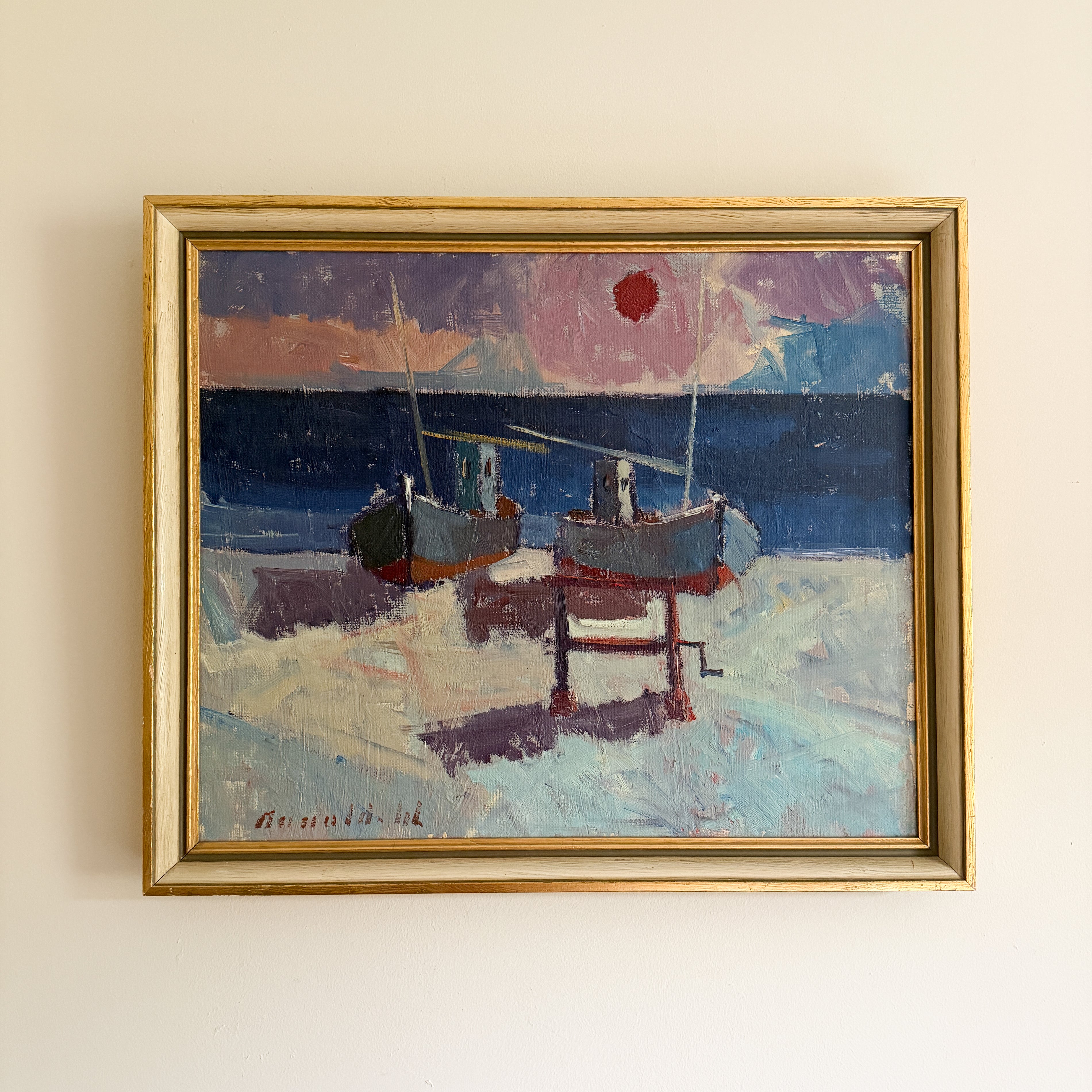 Fishing Boat On Shore - Oil Painting on Canvas