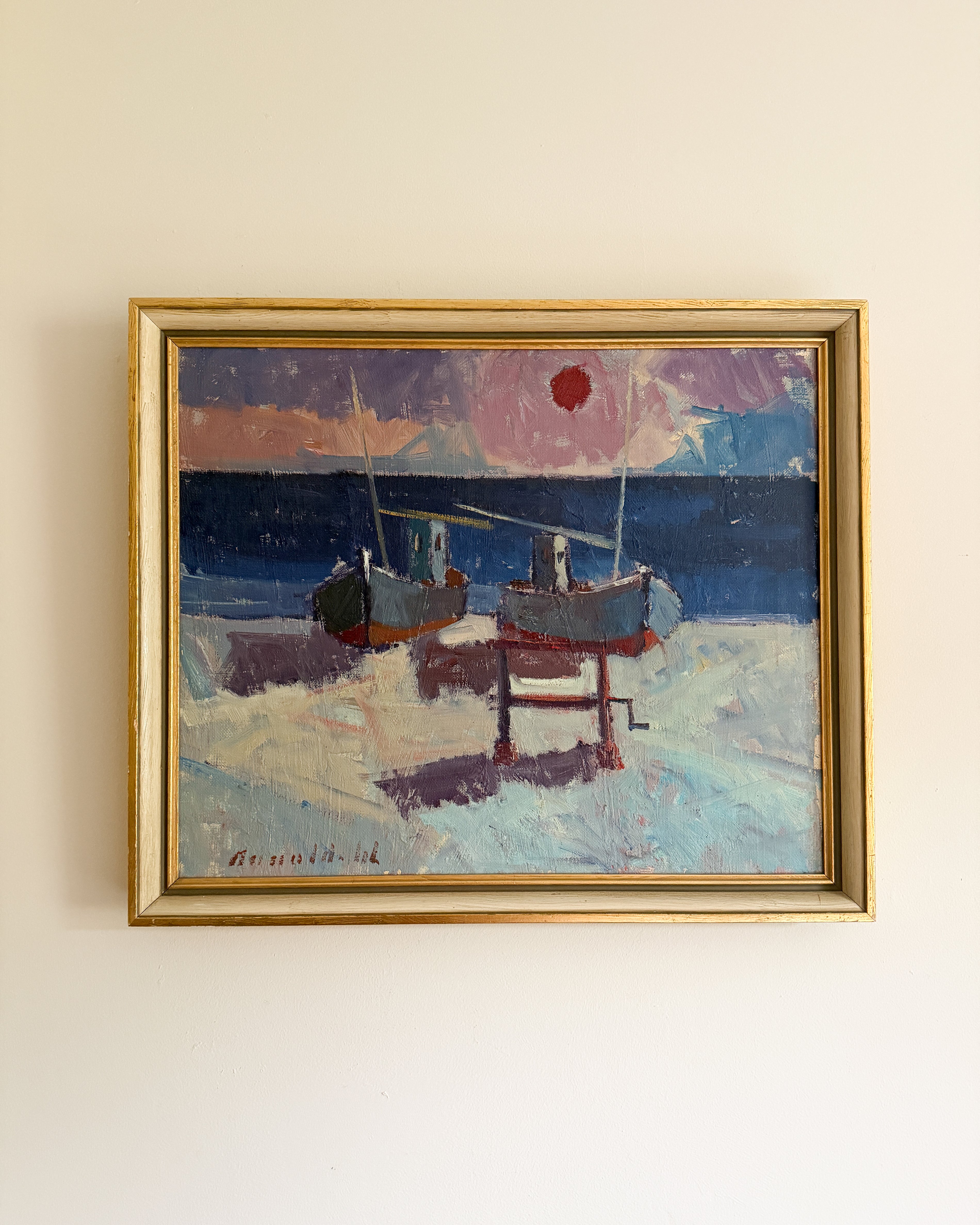 Fishing Boat On Shore - Oil Painting on Canvas