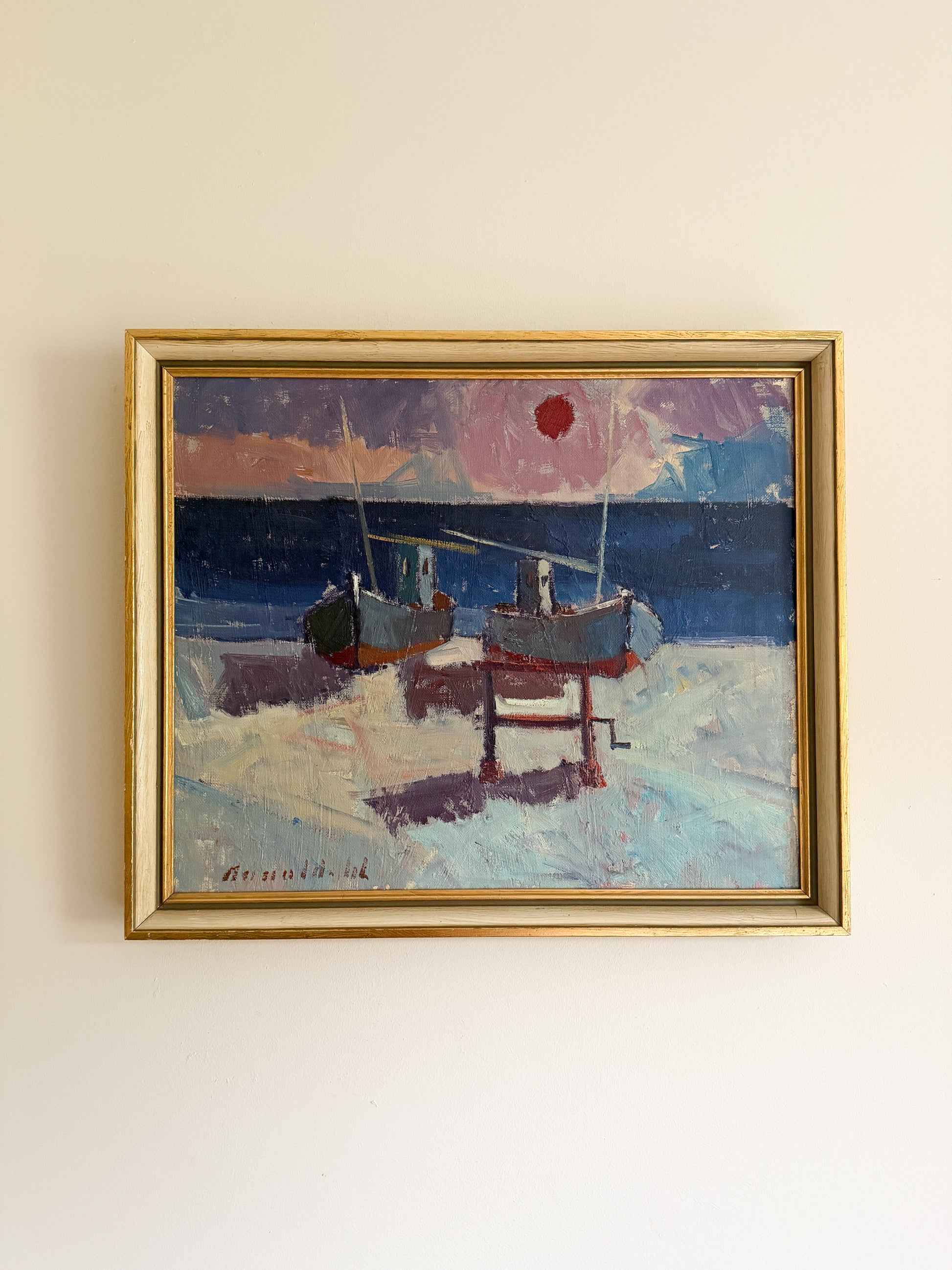 Fishing Boat On Shore - Oil Painting on Canvas