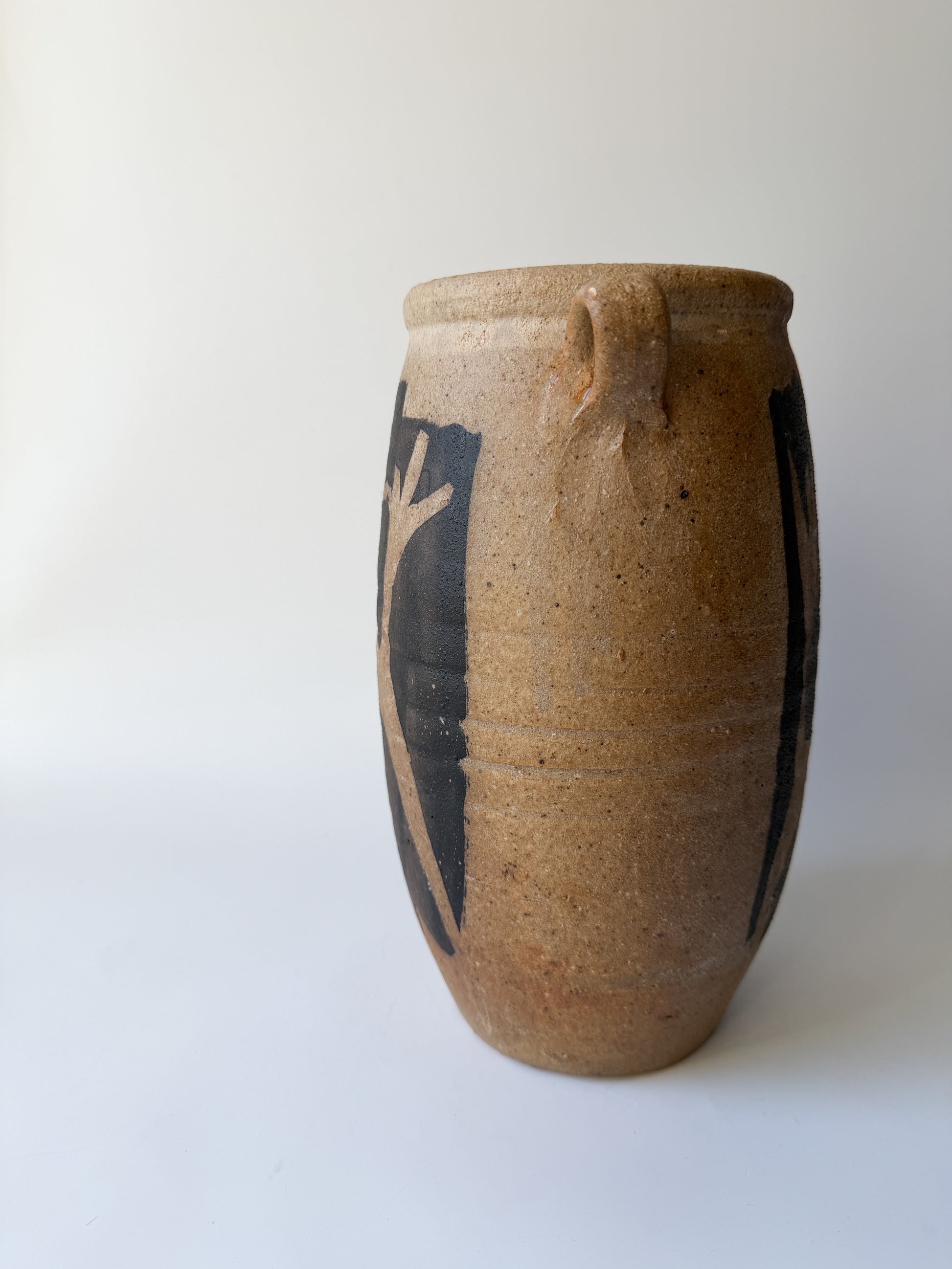 Pottery Vase with Hand-Painted Human Figures