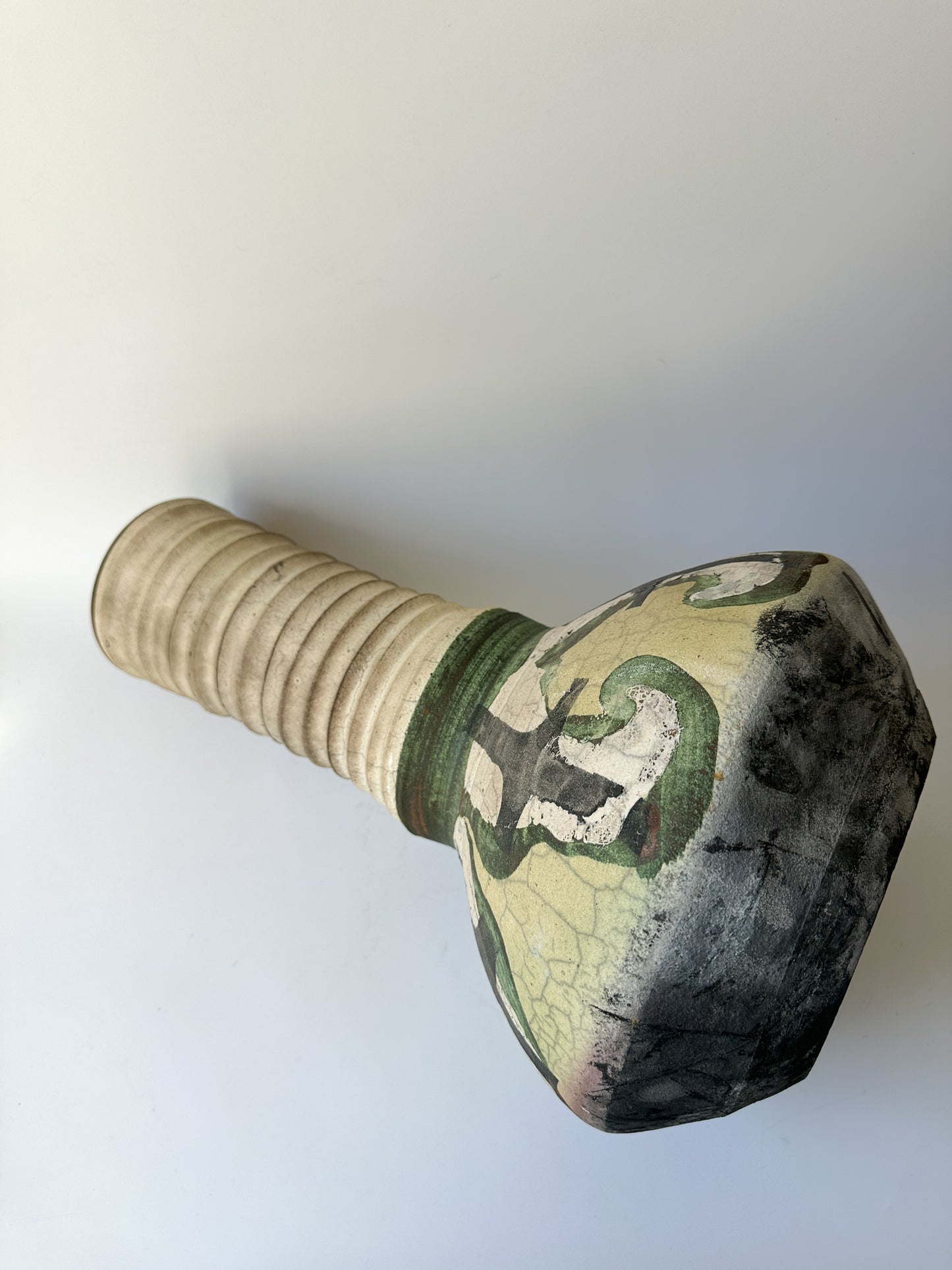 Large Raku Pottery Vase (16"H)