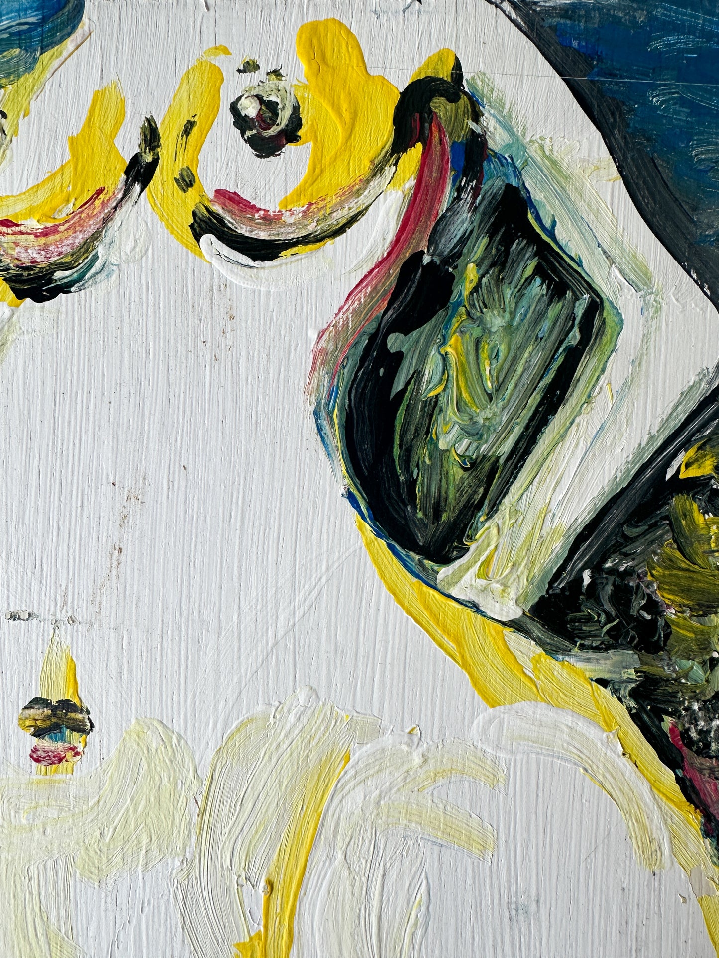 Abstract Acrylic Impasto Nude Painting on Wood Board - I