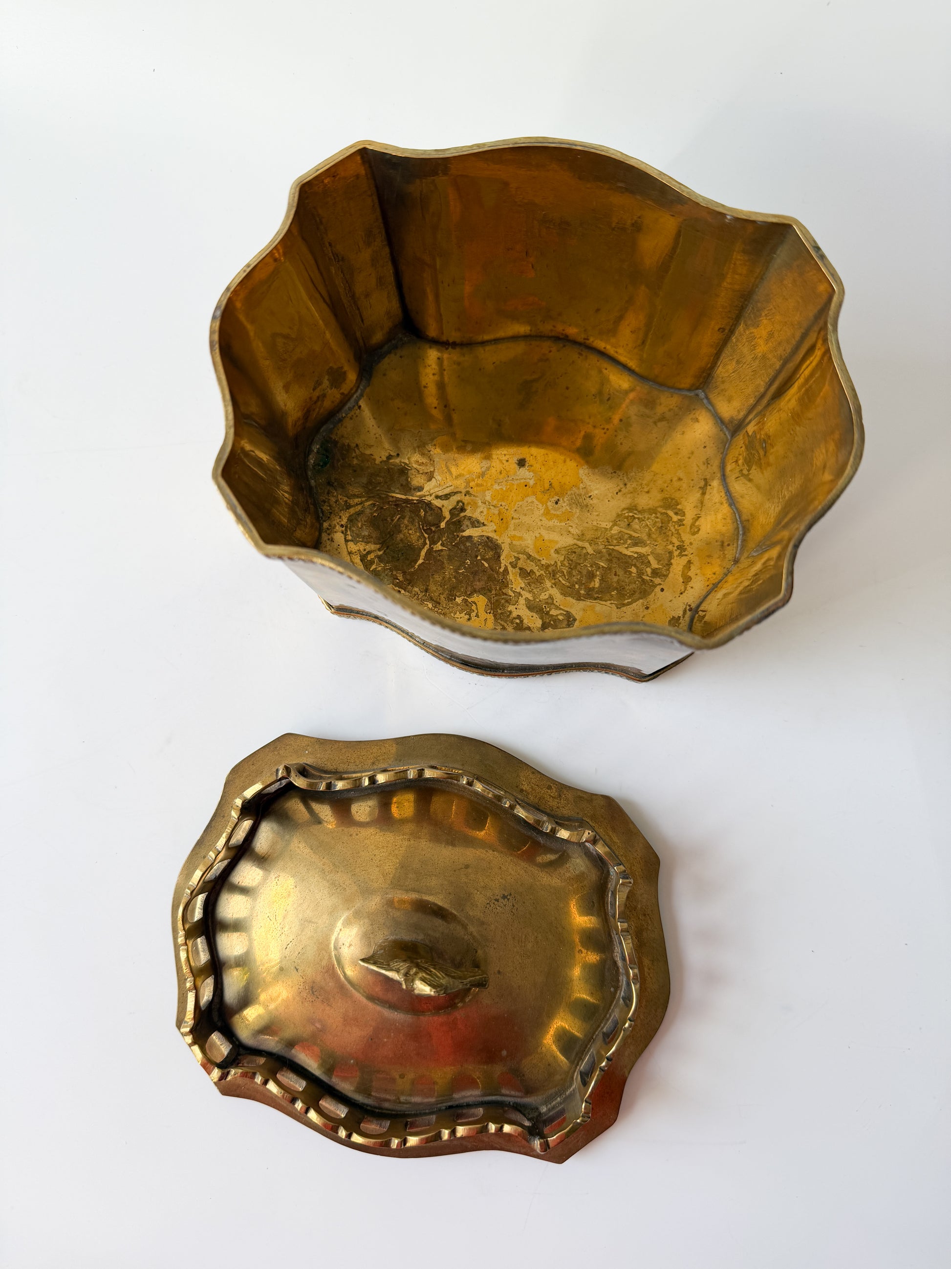 Vintage Brass Horse Biscuit Tin