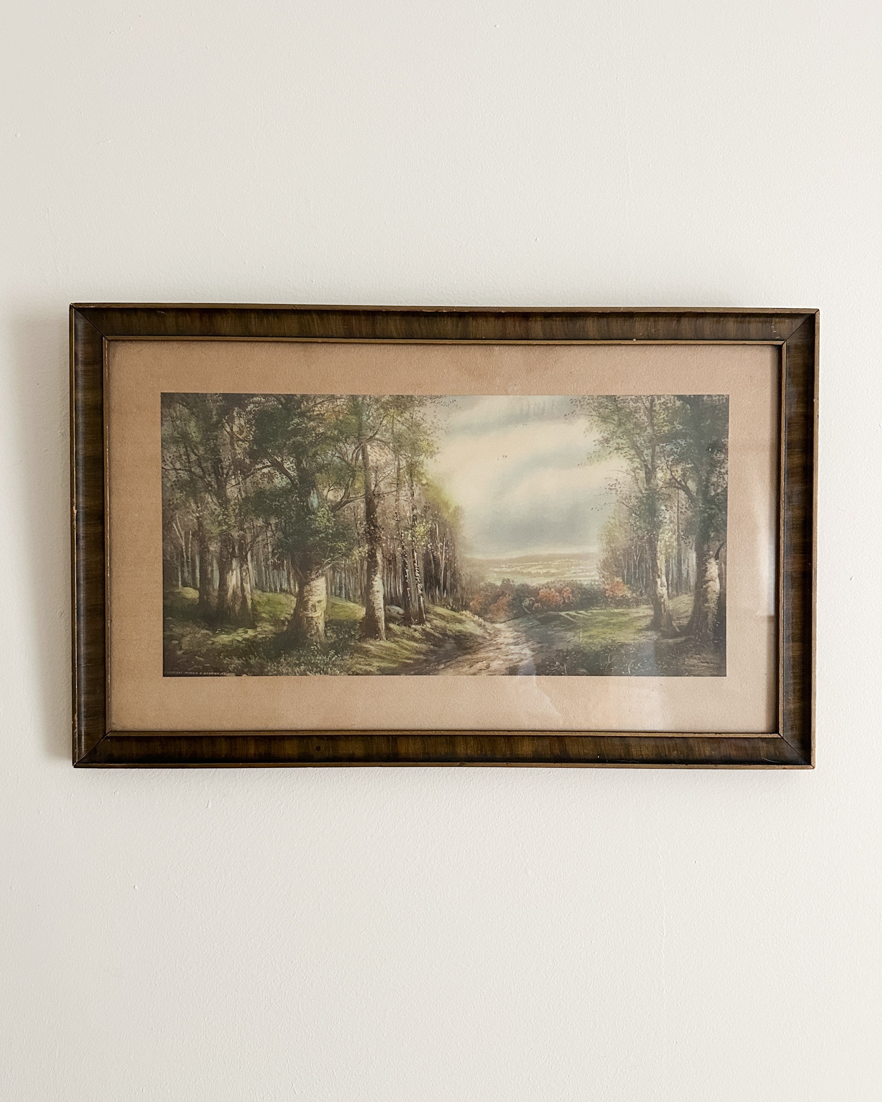 Antique Color Lithograph Landscape