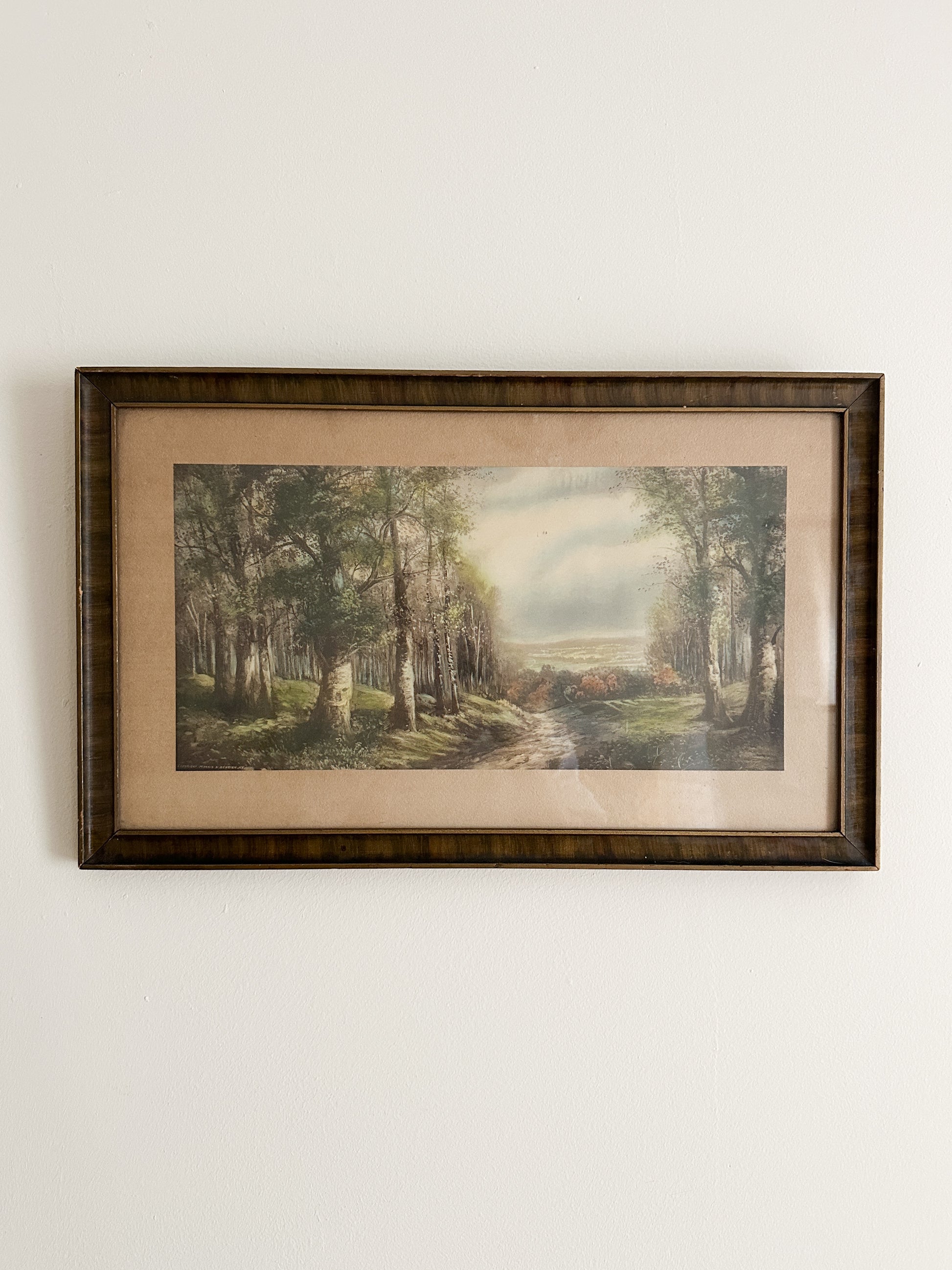 Antique Color Lithograph Landscape