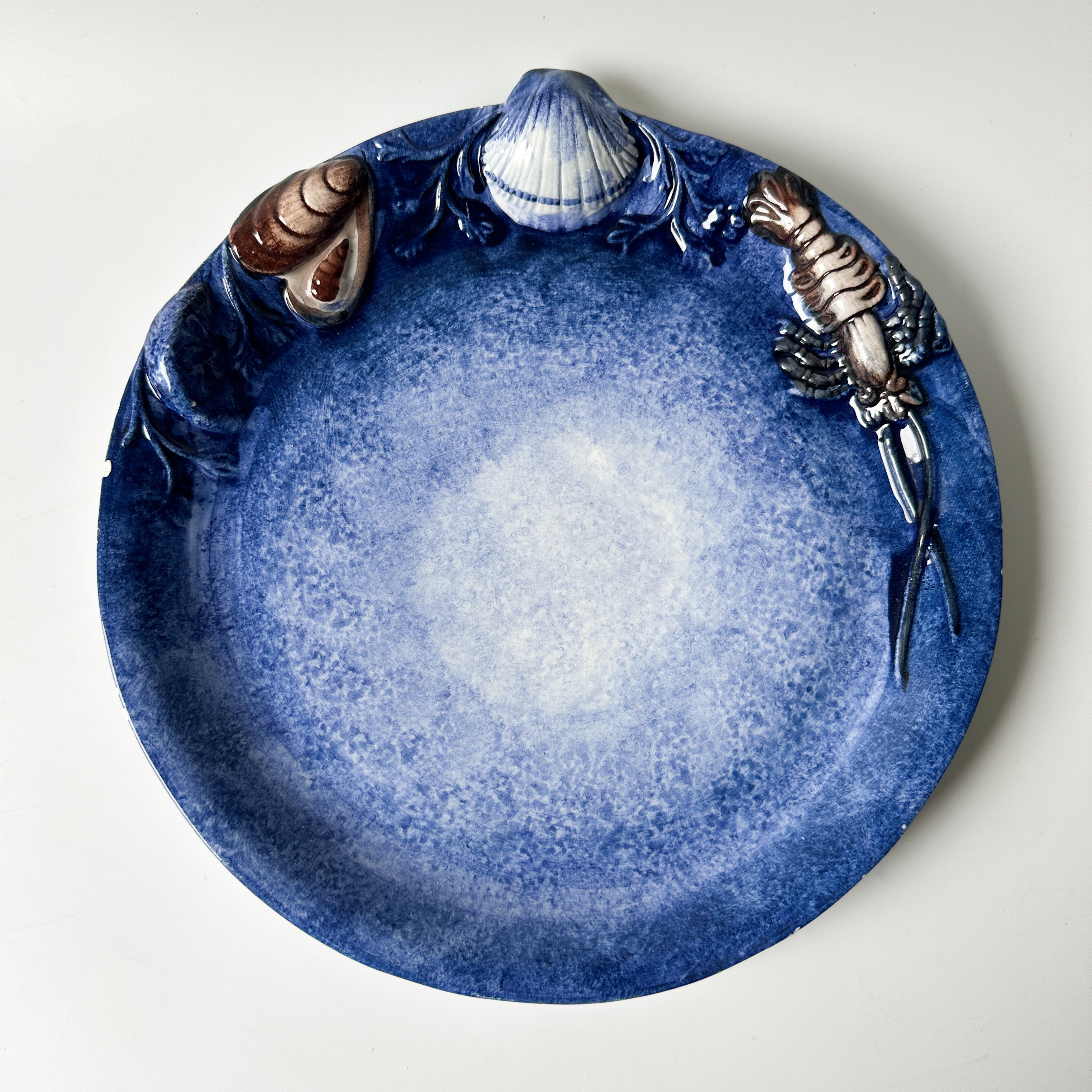 Rare Italian Majolica Trompe L’oeil Shellfish Plate