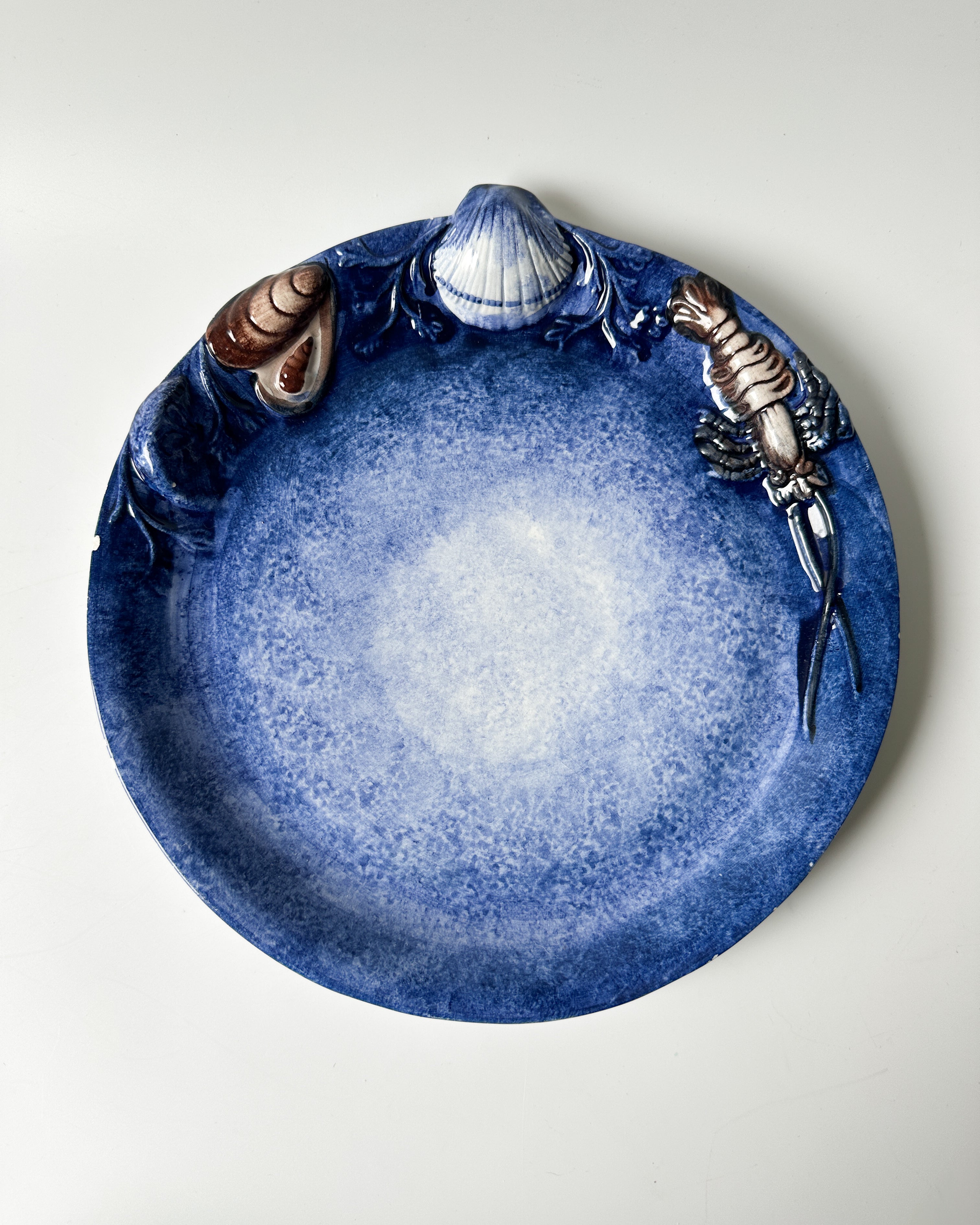 Rare Italian Majolica Trompe L’oeil Shellfish Plate
