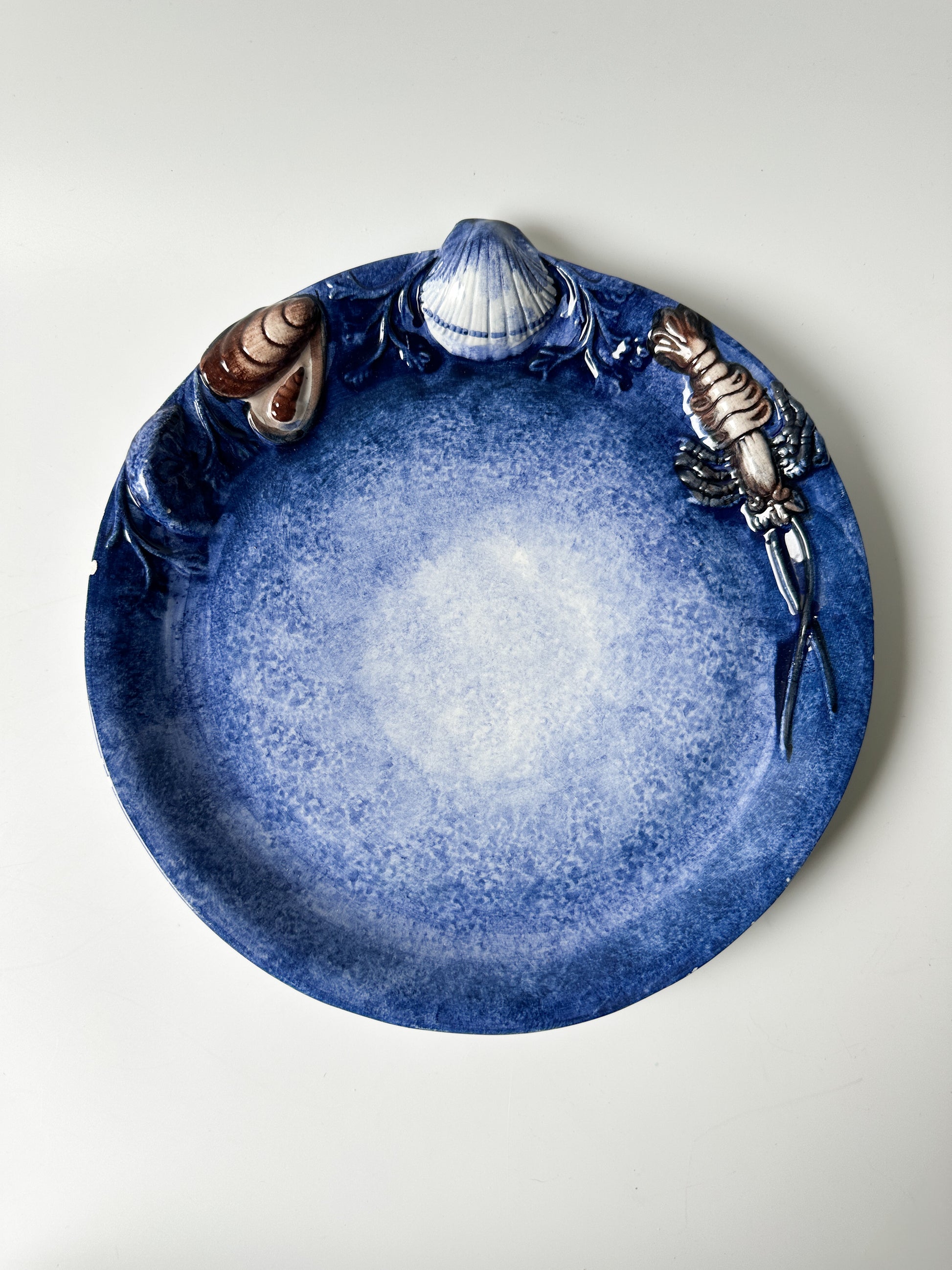 Rare Italian Majolica Trompe L’oeil Shellfish Plate