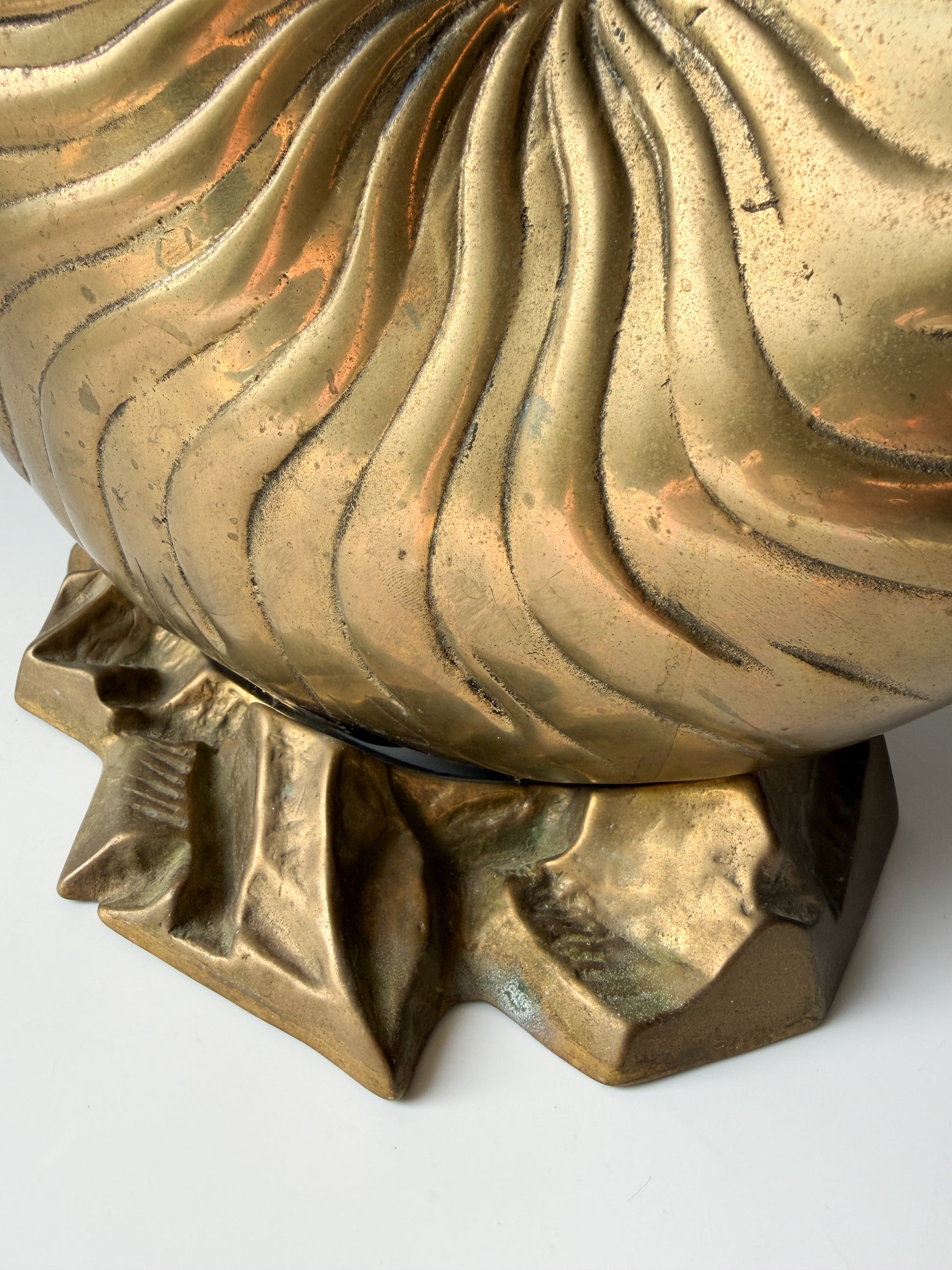 Vintage Hollywood Regency Brass Nautilus Shell Planter