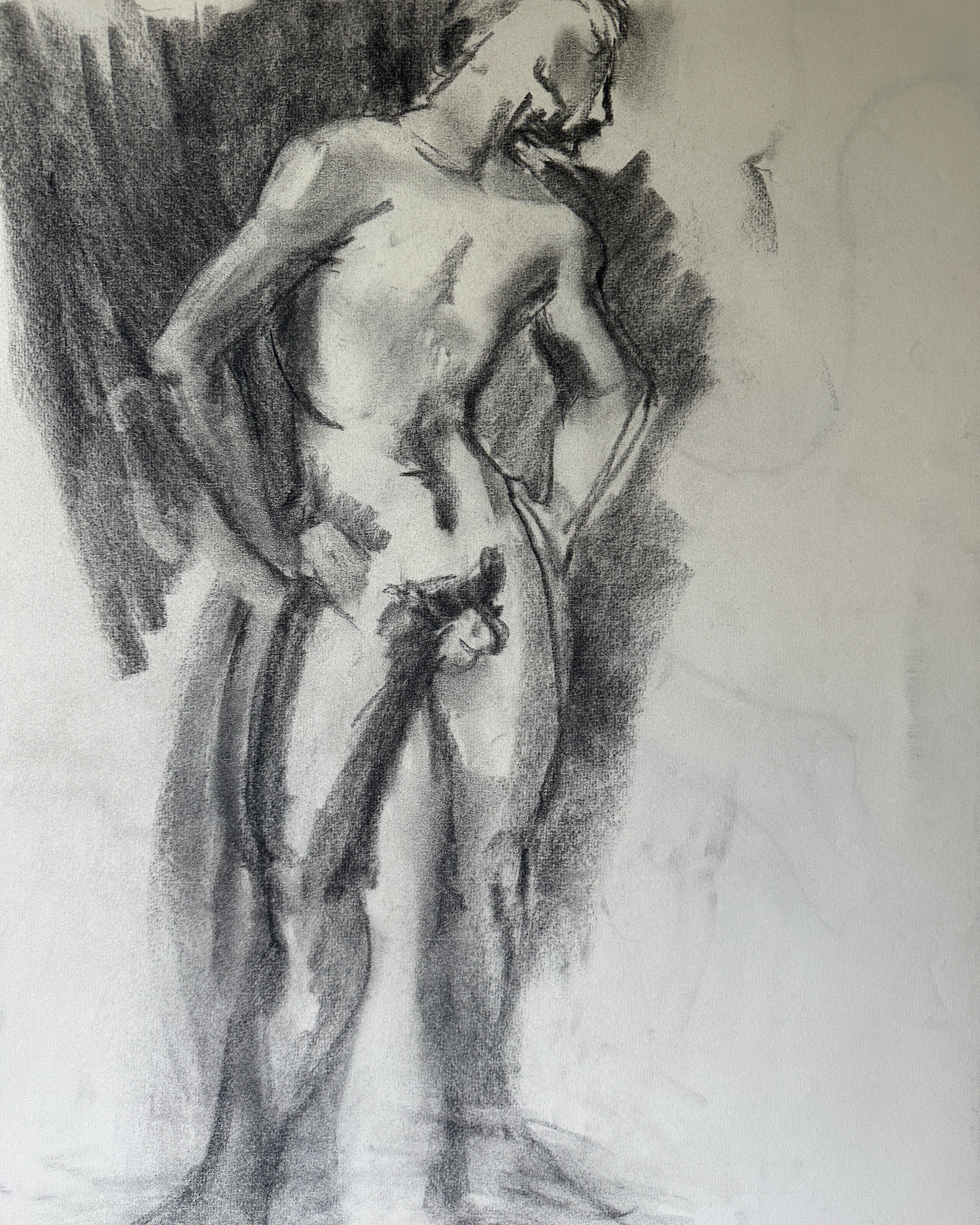 Double-Sided Nude Male I - Sketch by Jane Matteson (18"W x 24"H)