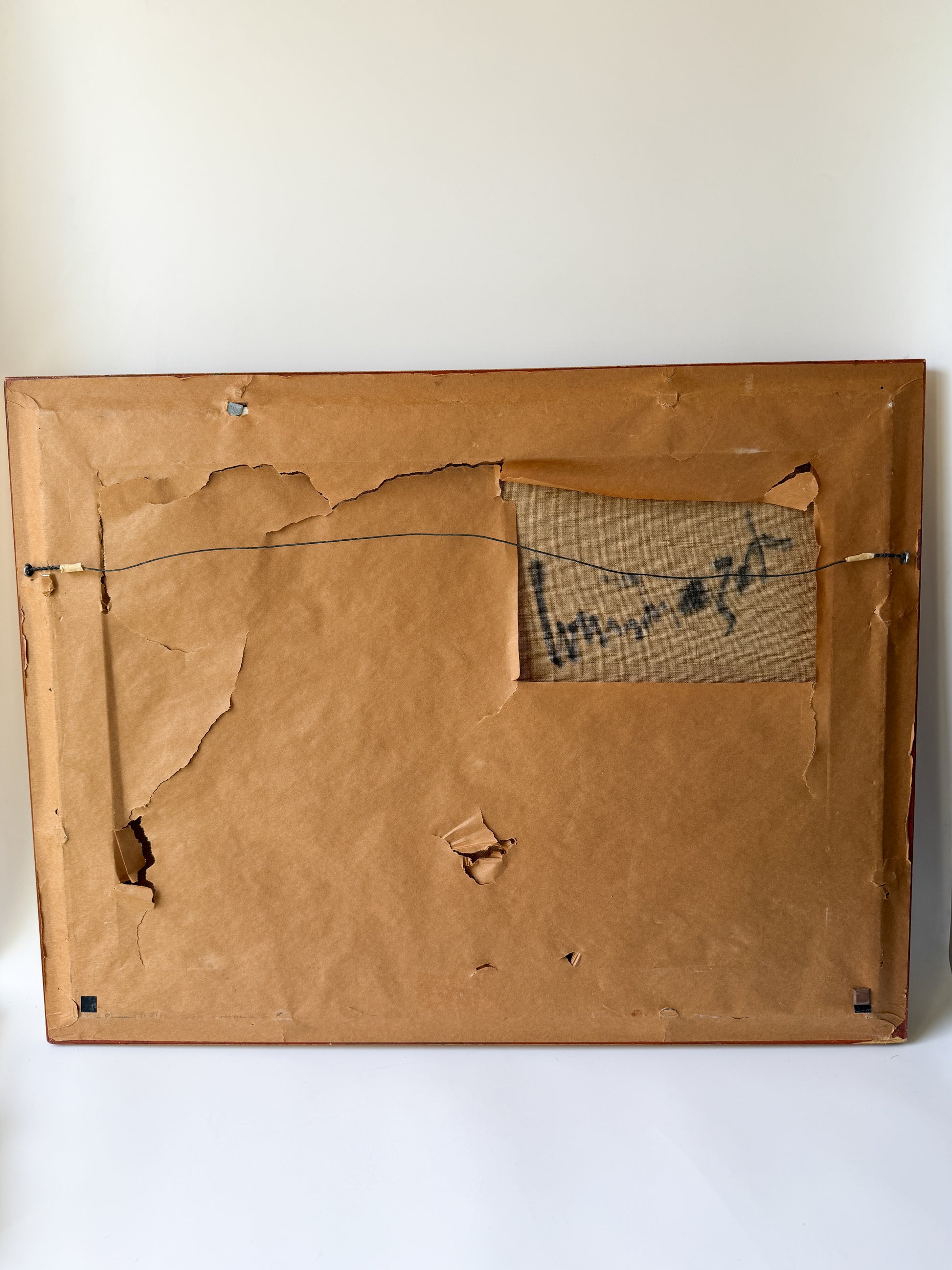 Oil Painting - Louis Mazet (French 20th Century), Houses Along a Road, 26"W x 20"H