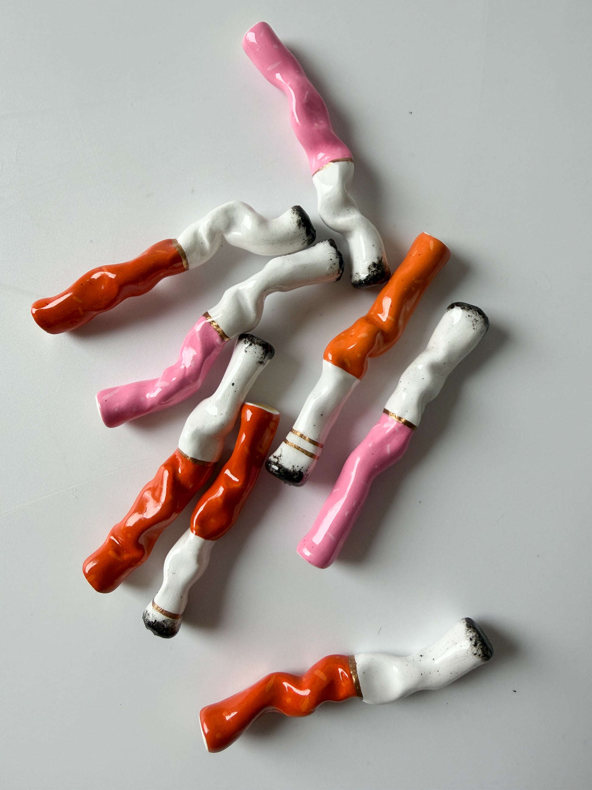 LONG NON LIPSTICK-STAINED Handmade Clay Cigarettes (price per piece)