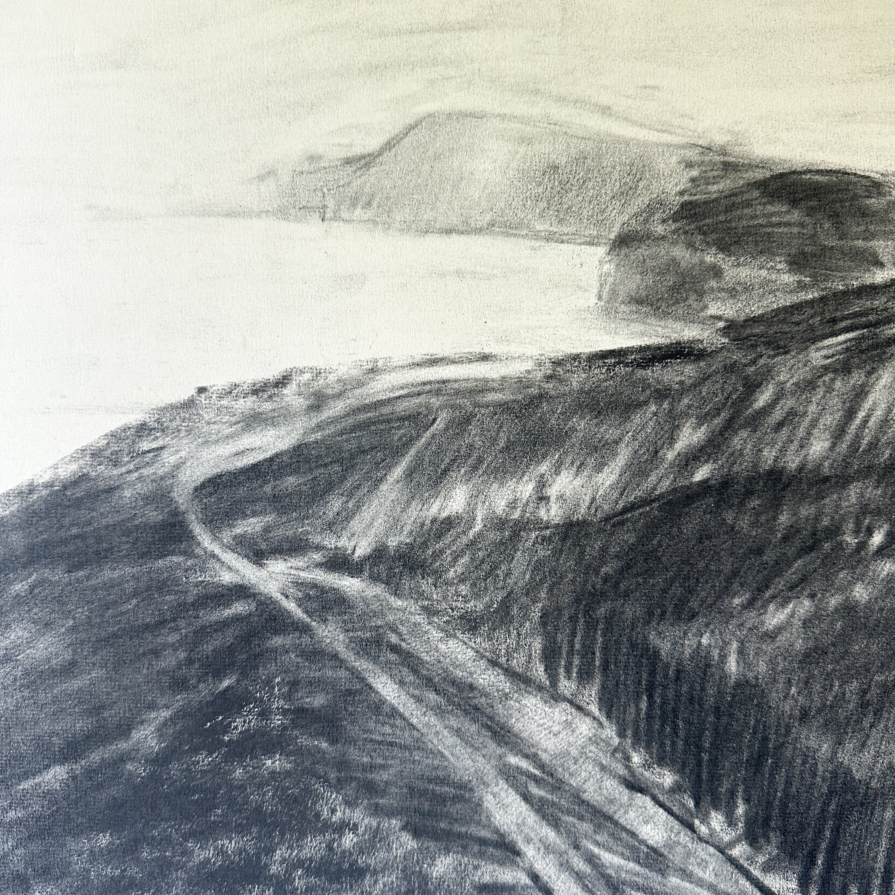 Black Pastel Sealight Landscape by Jane Matteson (23.5"W x 18"H)