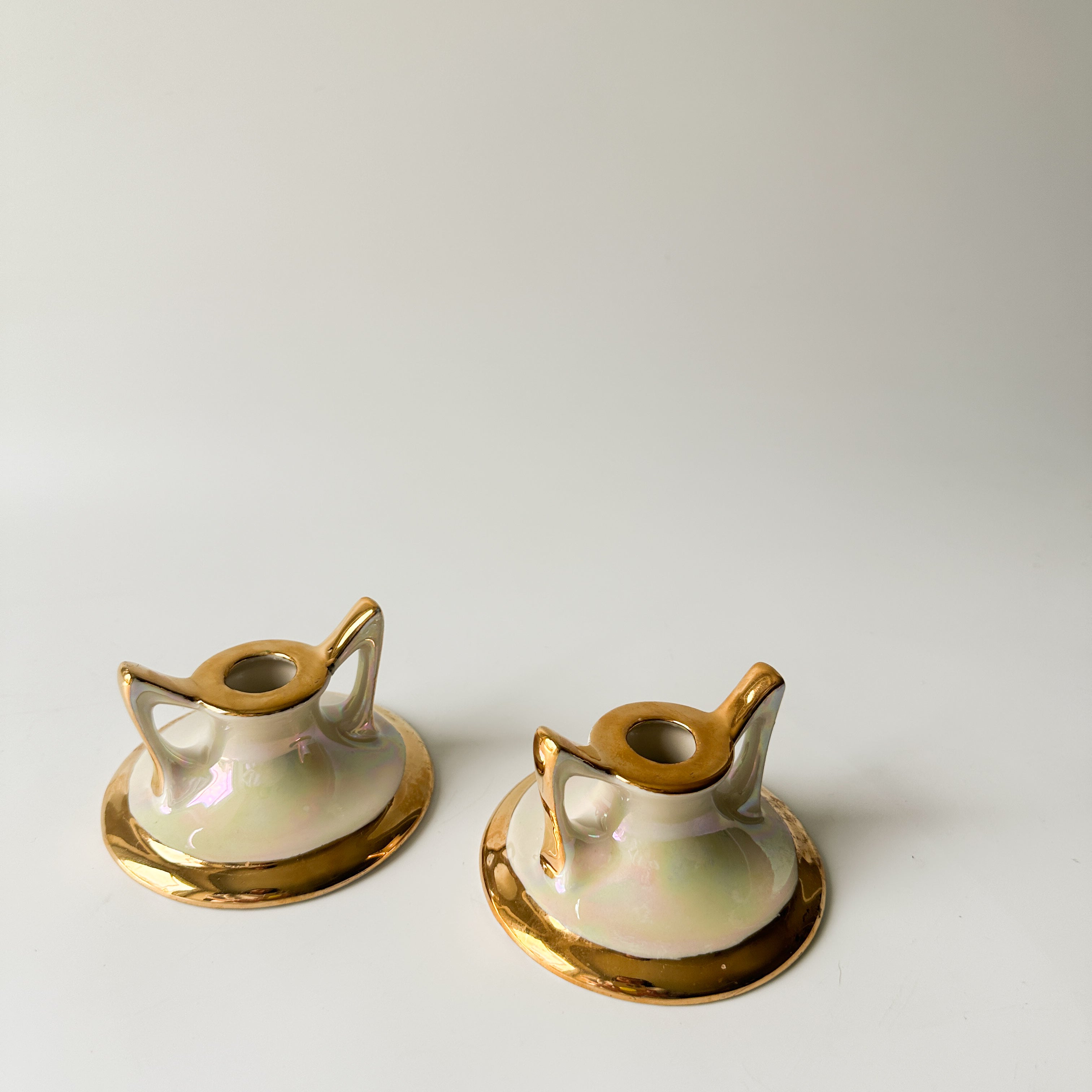 Vintage Pair of Lustreware Candle Holders
