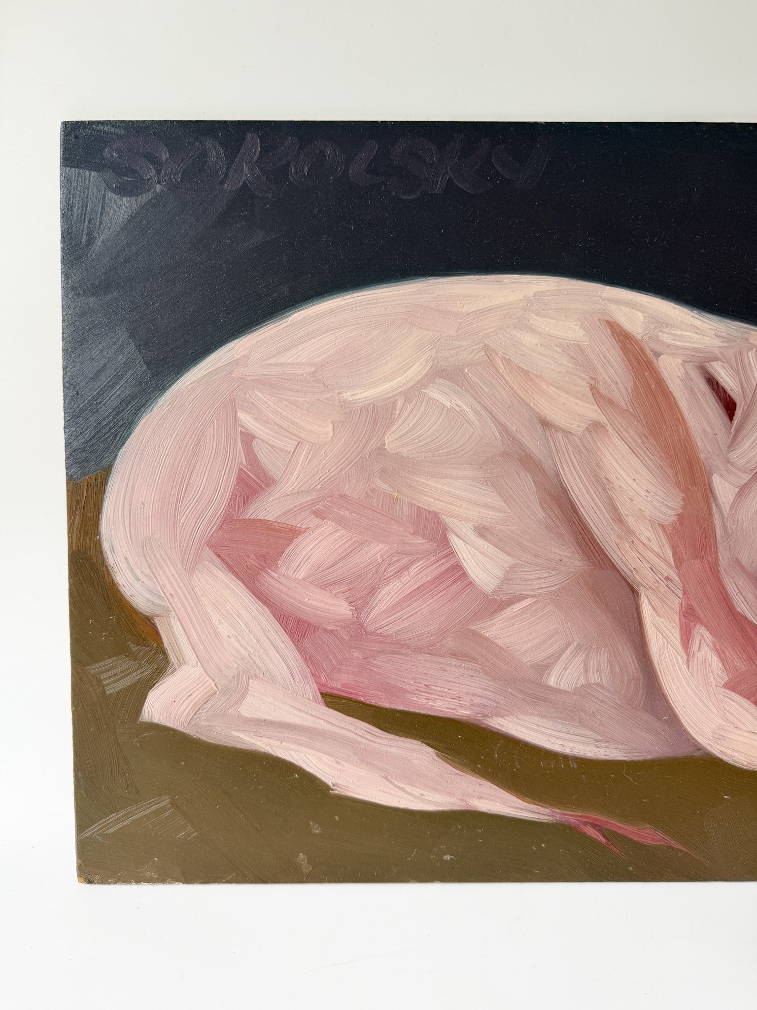 Morris Sokolsky - Oil Impasto Animal on Board 15.5"W x 12"H - Unframed