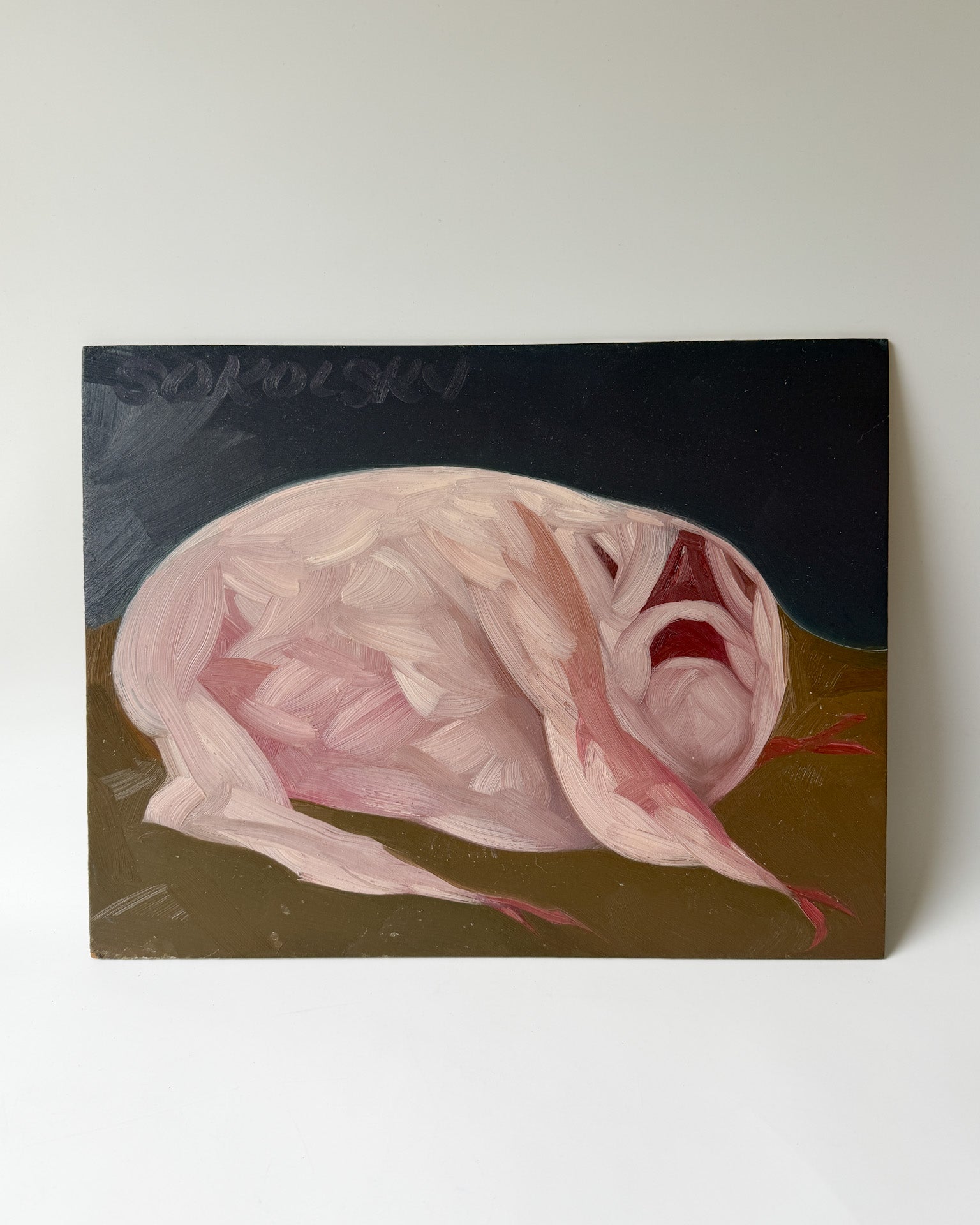 Morris Sokolsky - Oil Impasto Animal on Board 15.5"W x 12"H - Unframed