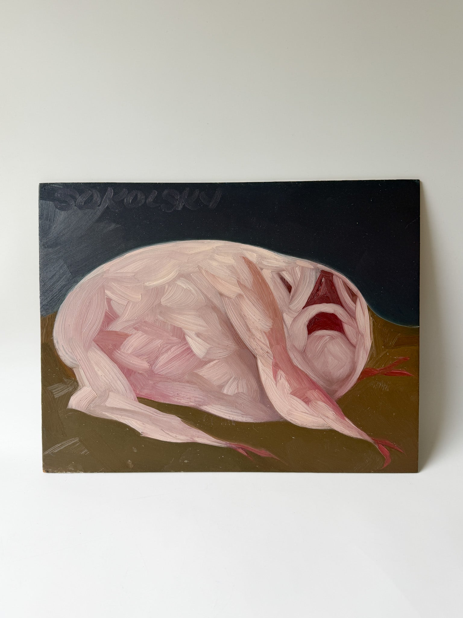 Morris Sokolsky - Oil Impasto Animal on Board 15.5"W x 12"H - Unframed
