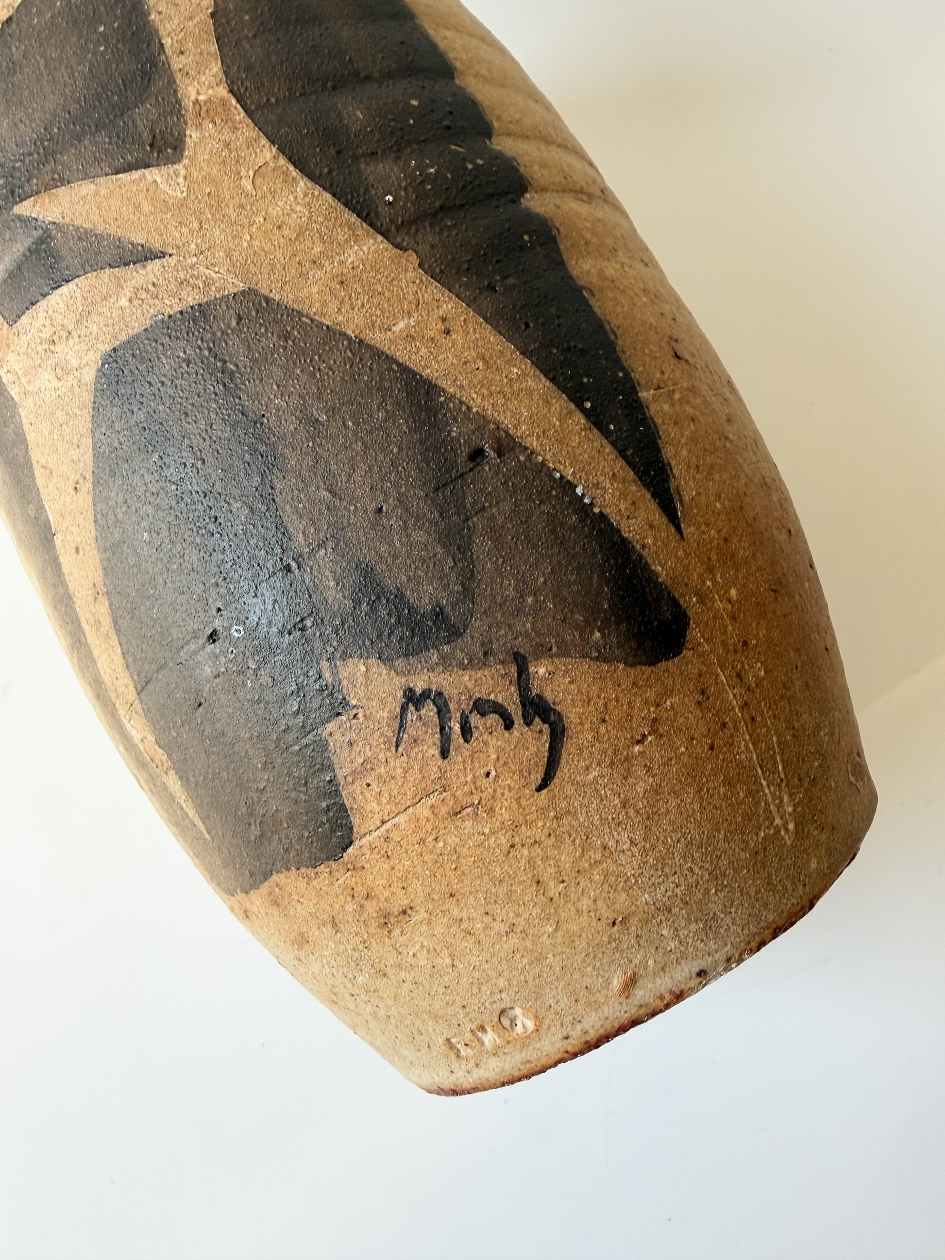 Pottery Vase with Hand-Painted Human Figures