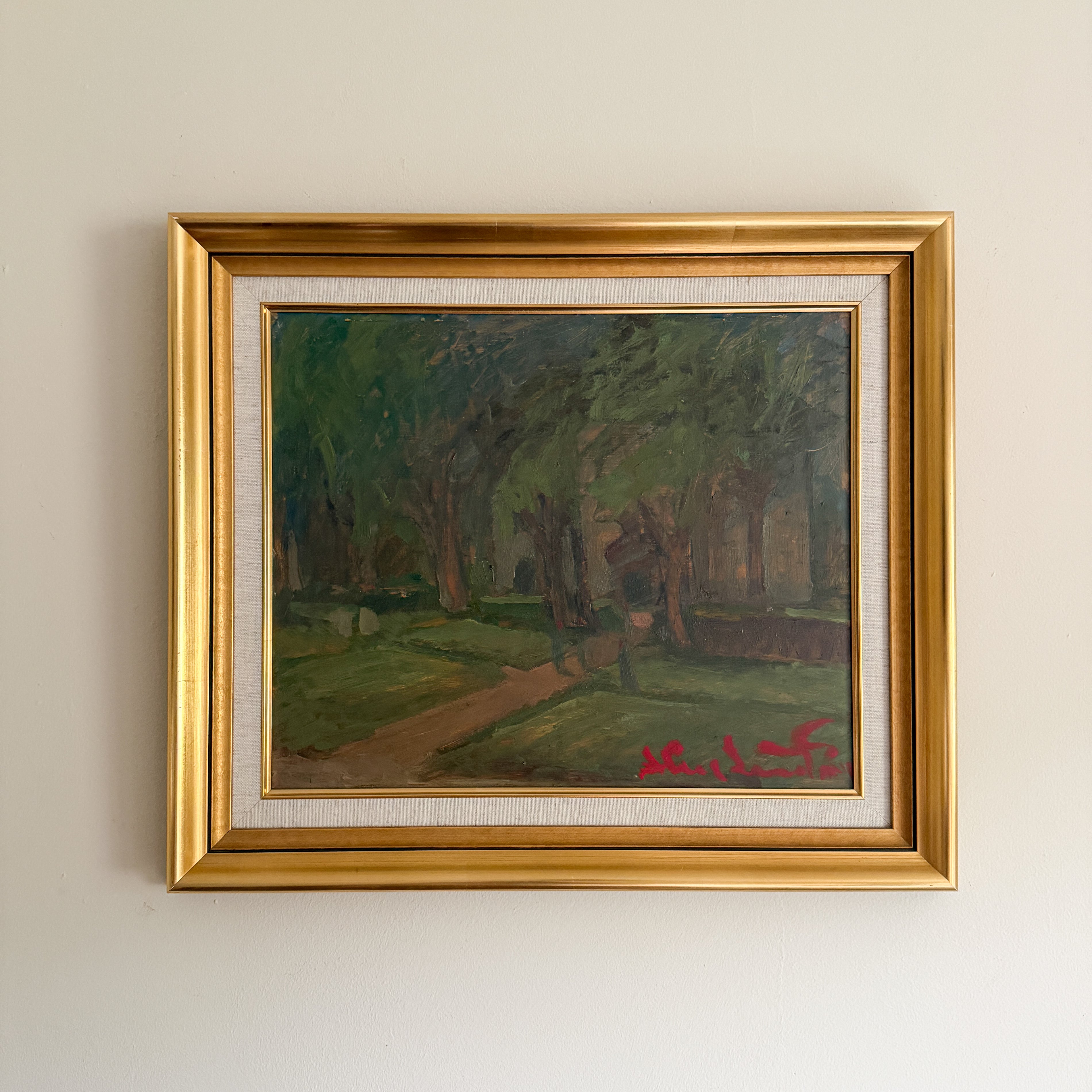 STIG EVERT LINDBERG - Outdoor Scene - Oil Painting on Panel
