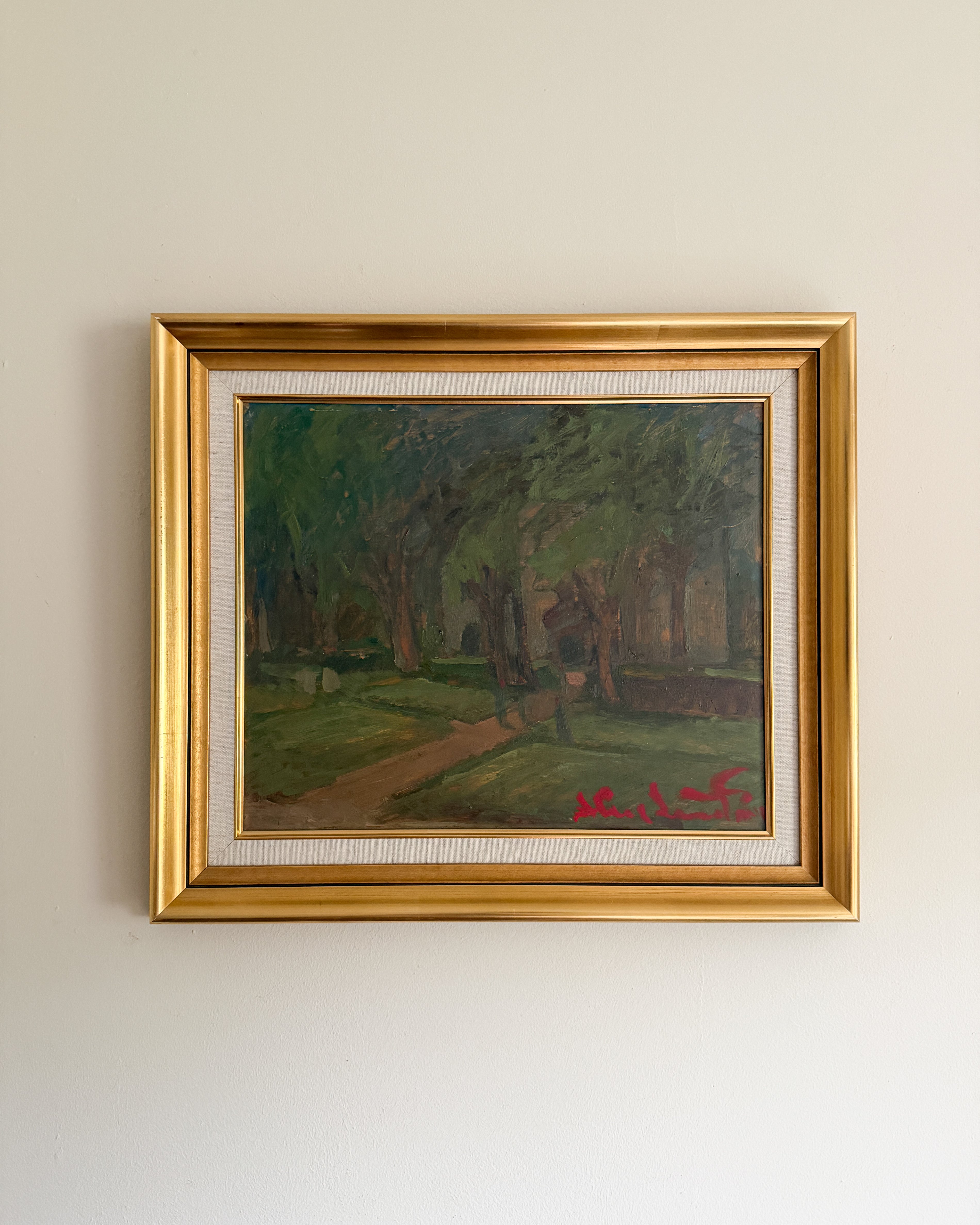 STIG EVERT LINDBERG - Outdoor Scene - Oil Painting on Panel