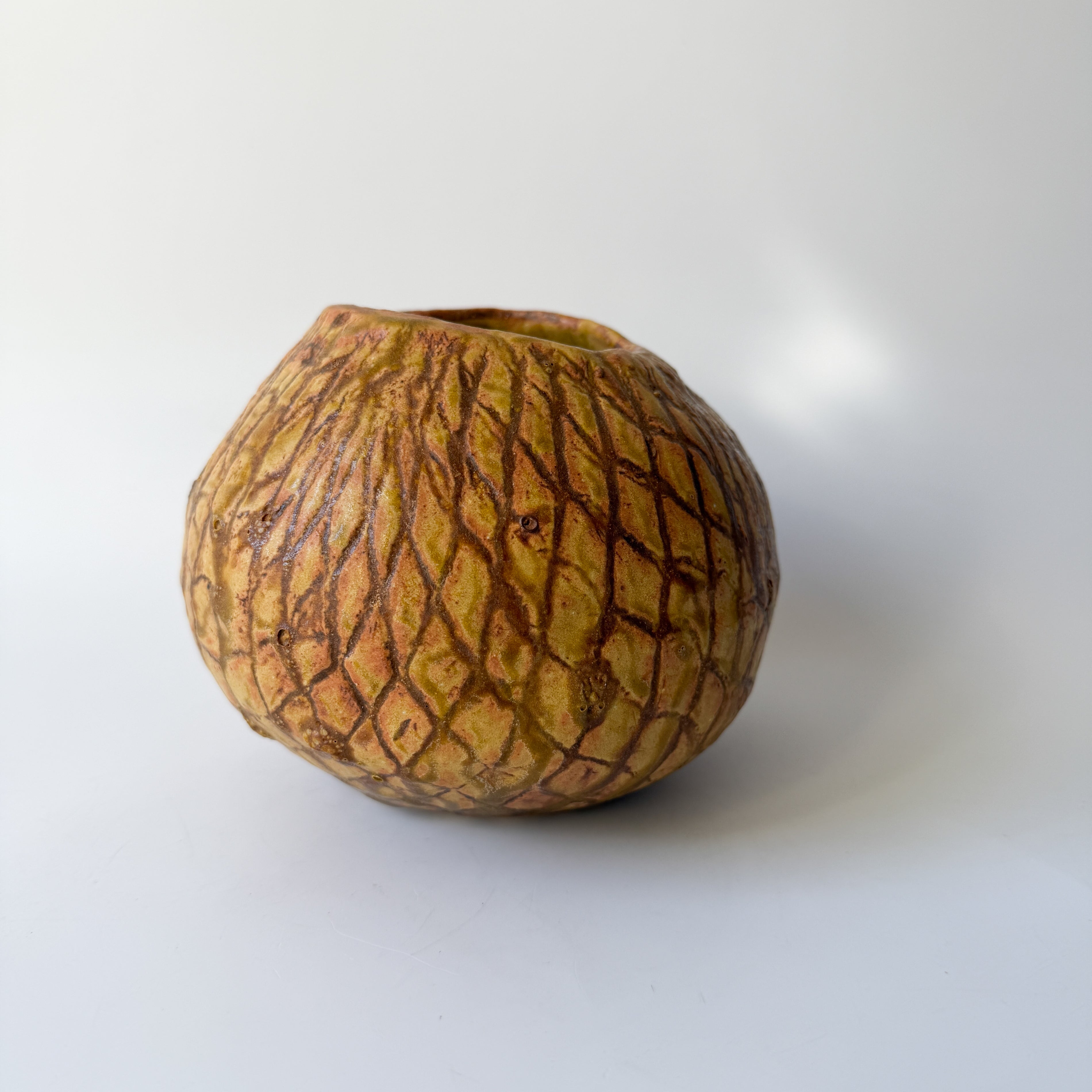 Brown Studio Pottery Vase Planter