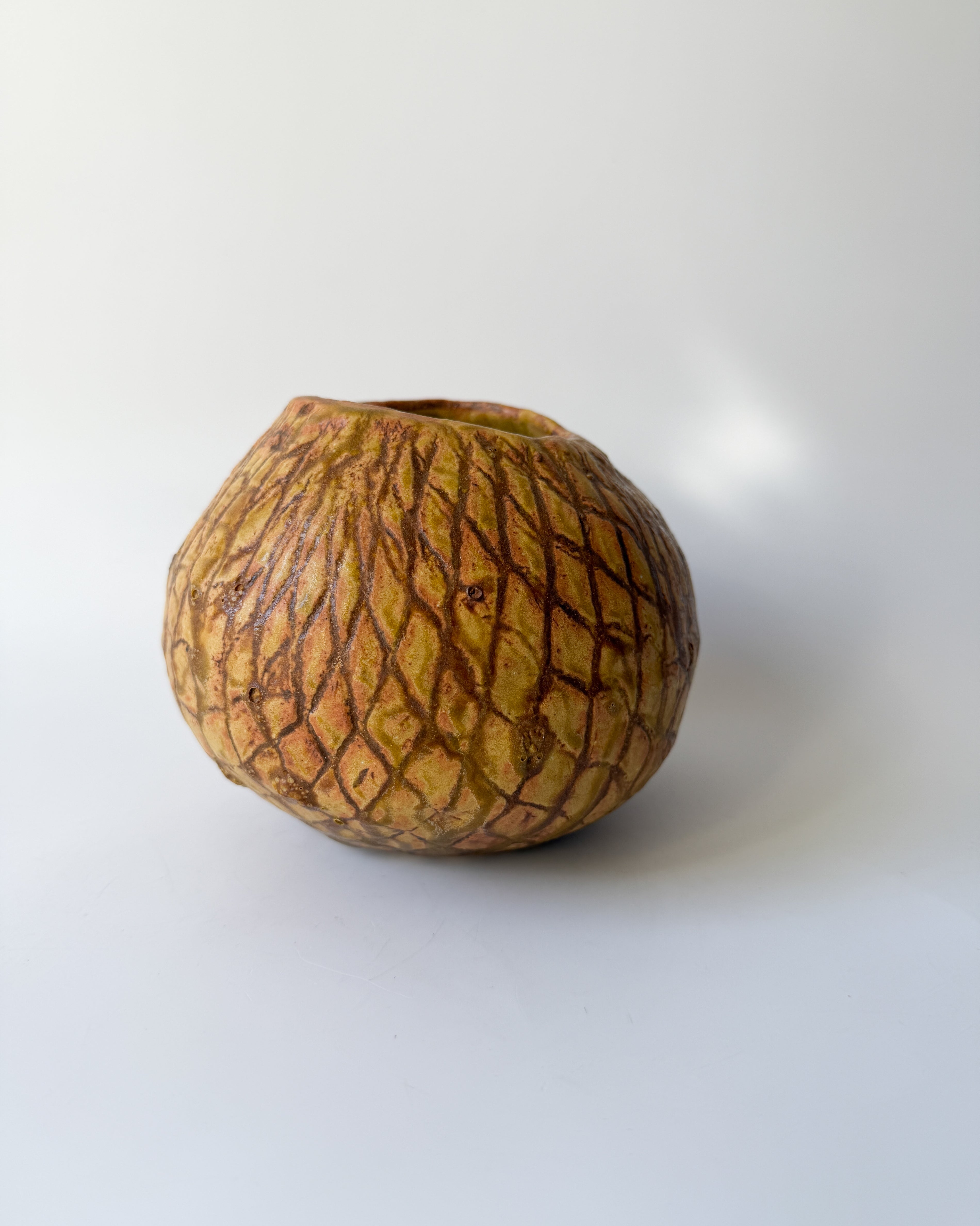 Brown Studio Pottery Vase Planter