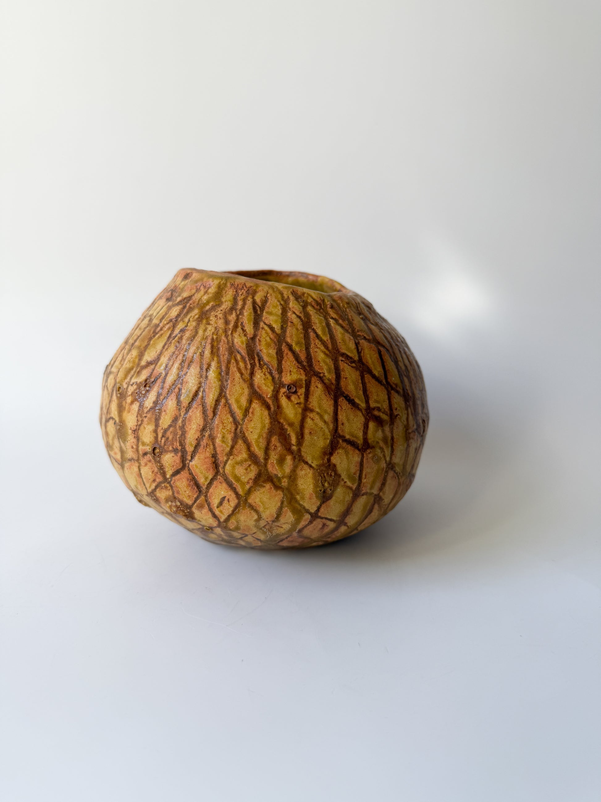 Brown Studio Pottery Vase Planter