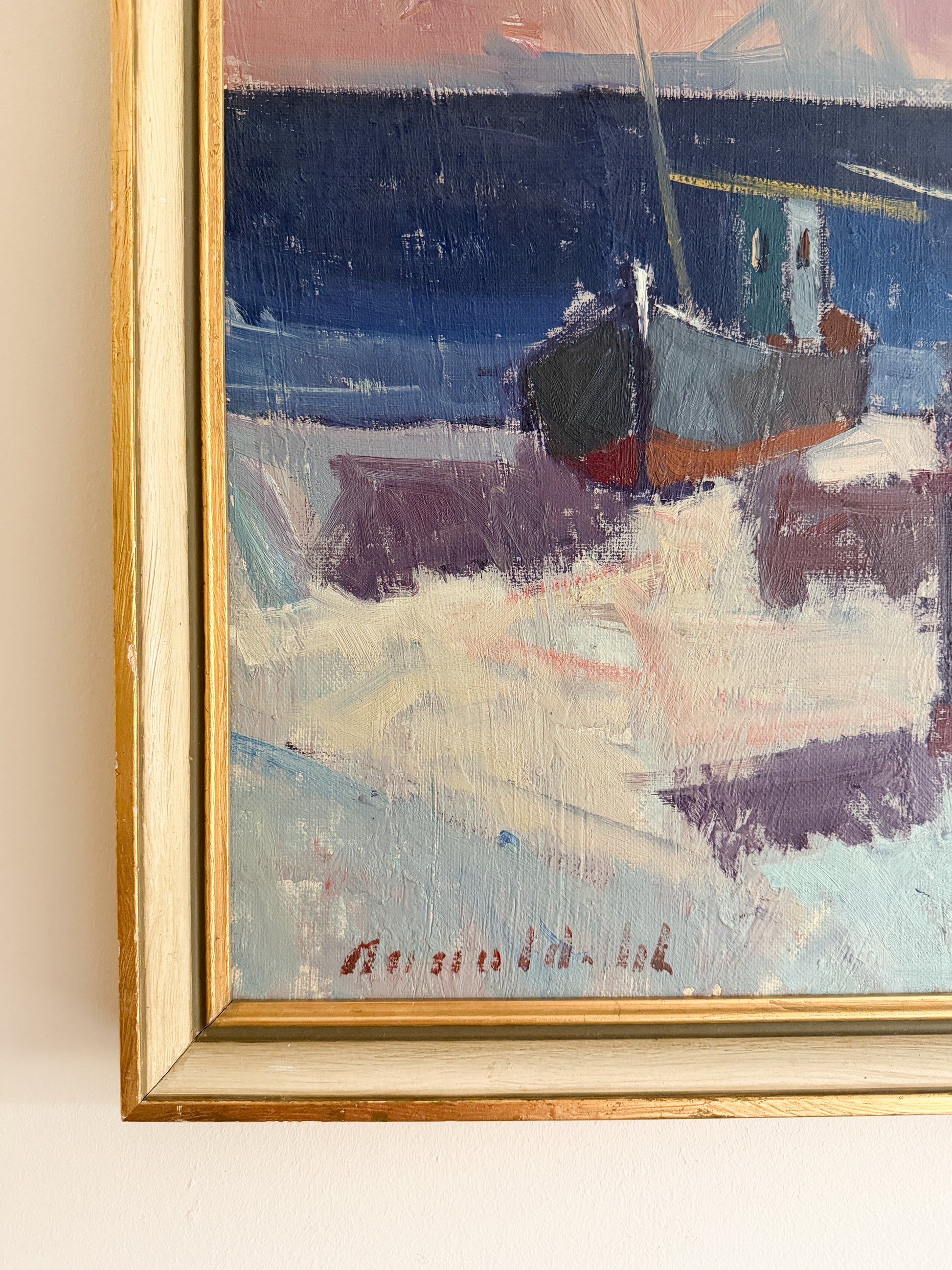 Fishing Boat On Shore - Oil Painting on Canvas