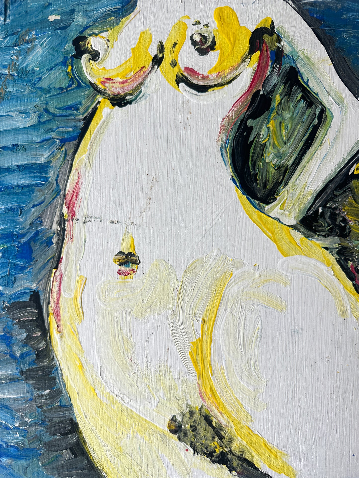 Abstract Acrylic Impasto Nude Painting on Wood Board - I