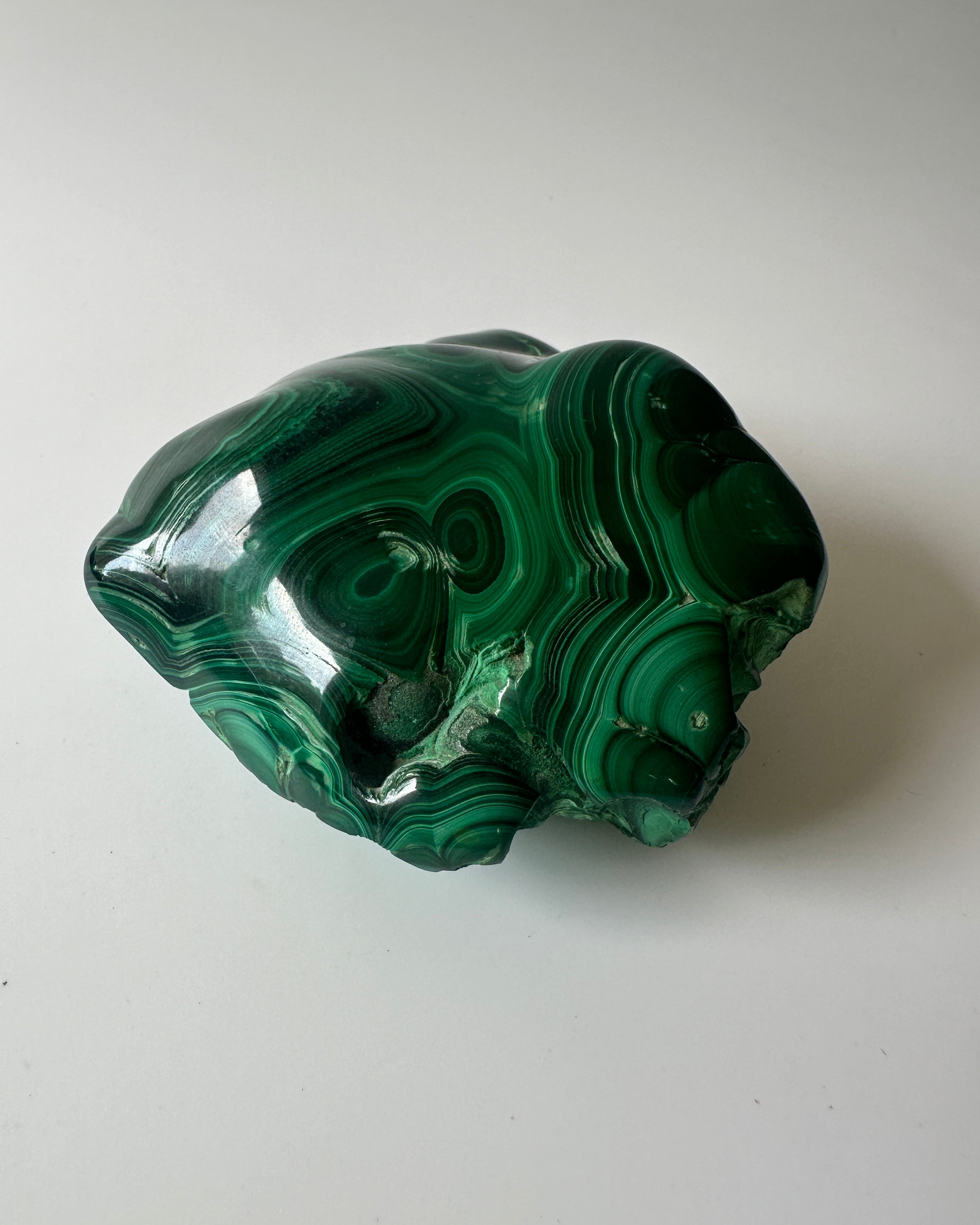 Polished Genuine Malachite Specimen Decorative Object (4"L x 3.5"W x 1.75"H)
