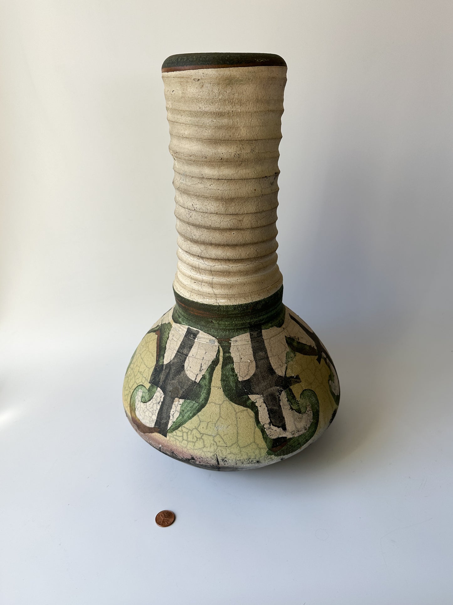 Large Raku Pottery Vase (16"H)