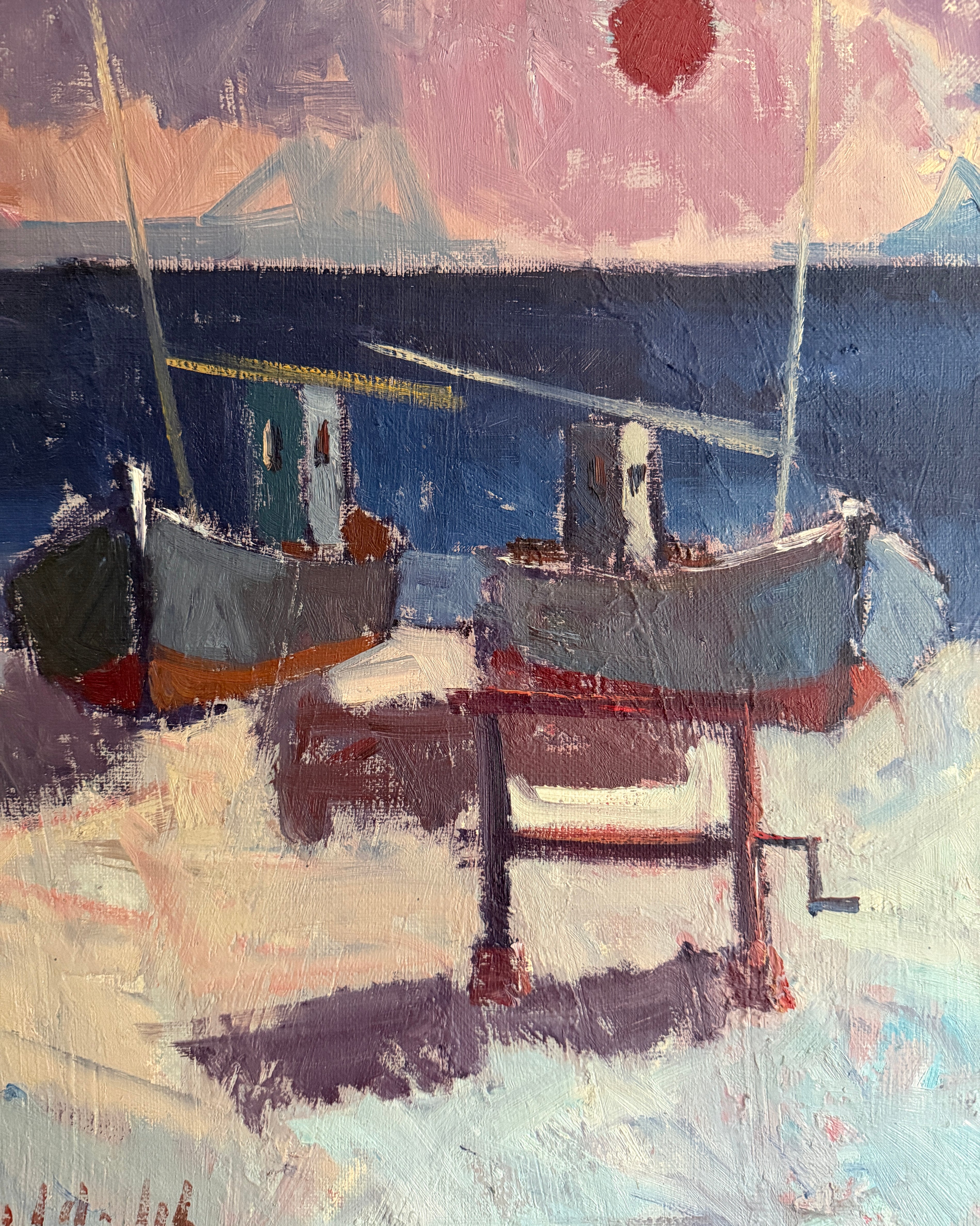 Fishing Boat On Shore - Oil Painting on Canvas