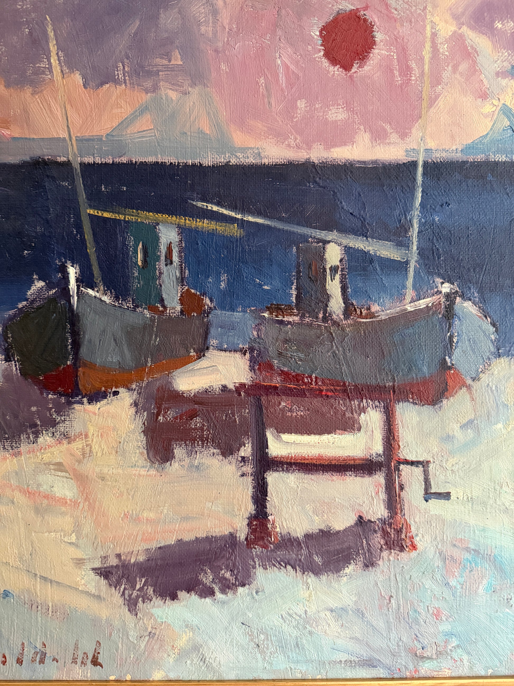 Fishing Boat On Shore - Oil Painting on Canvas