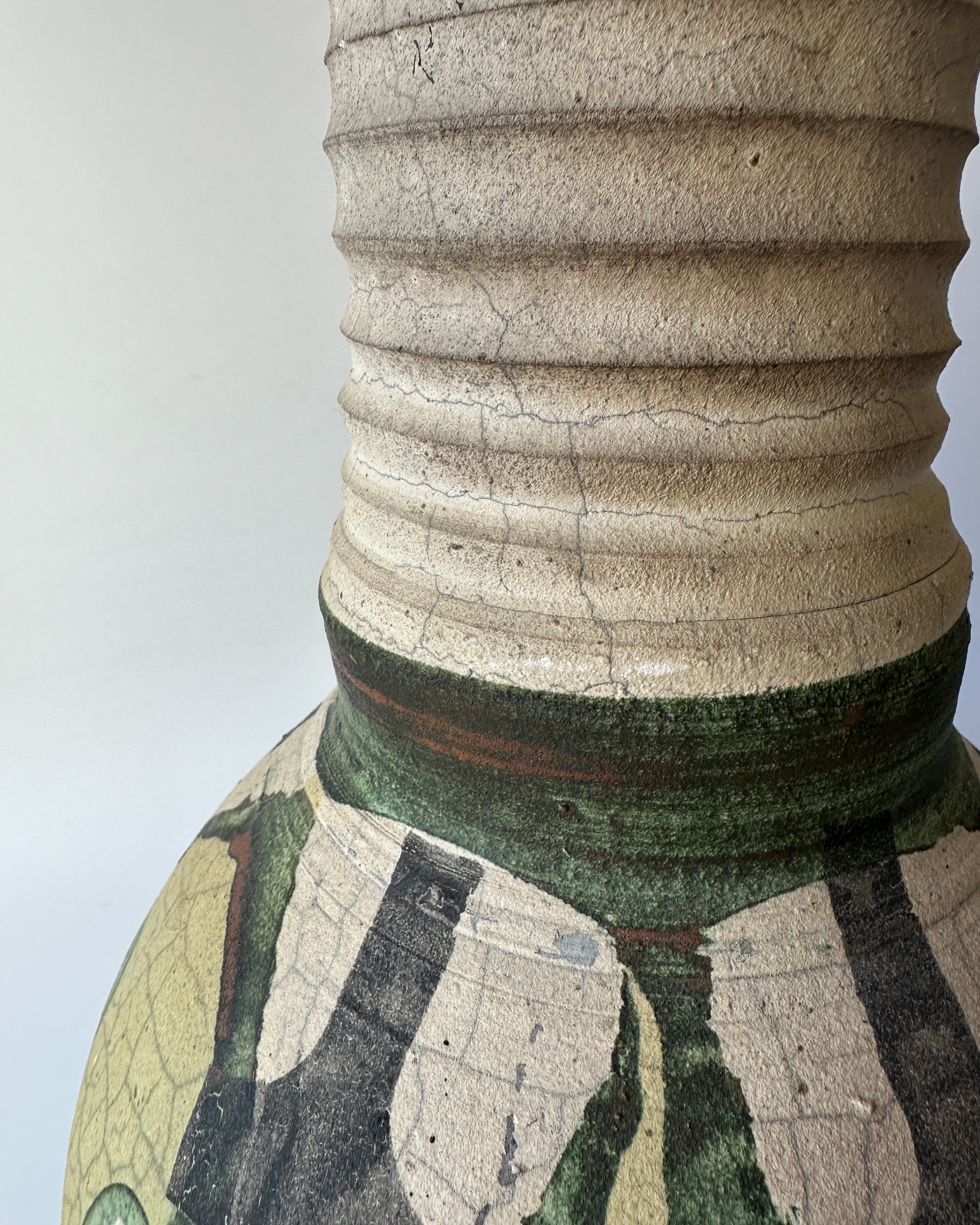 Large Raku Pottery Vase (16"H)