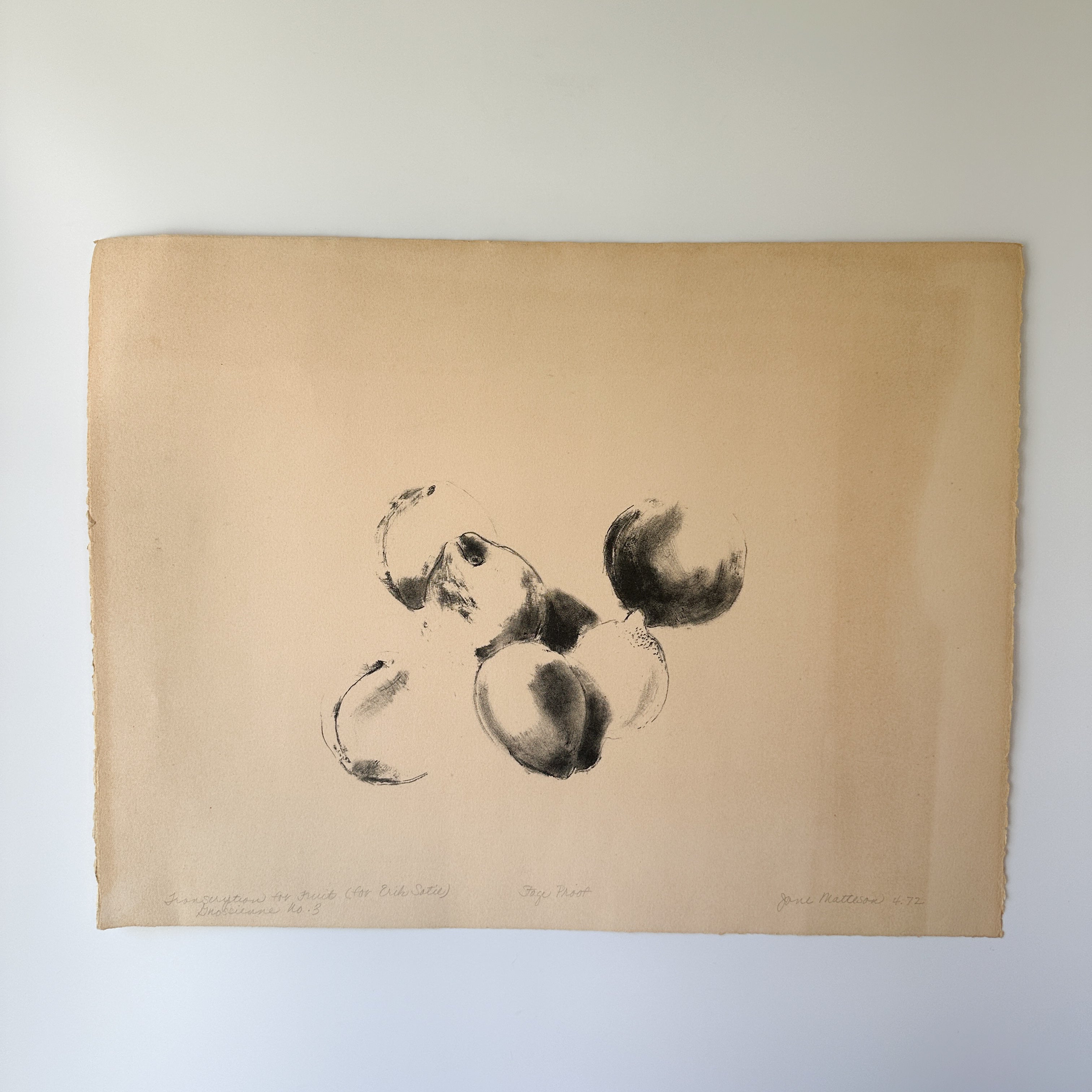 “TRANSCRIPTION FOR FRUIT” (for Erik Satie) Gnossienne No. 3 by Late Artist Jane Matteson