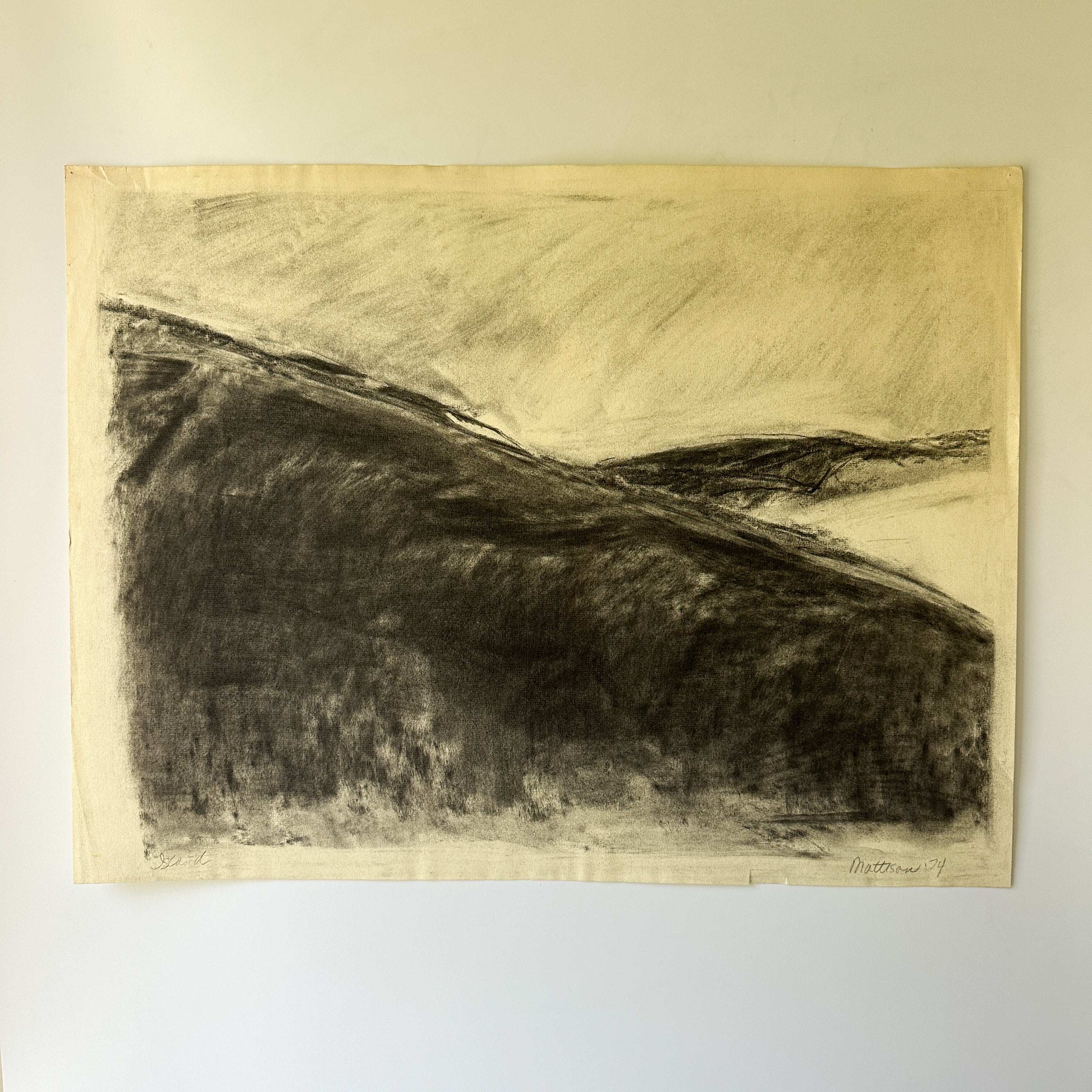 "ISLAND" Charcoal Drawing by Jane Matteson (SIGNED) (23.5"W x 19"H)