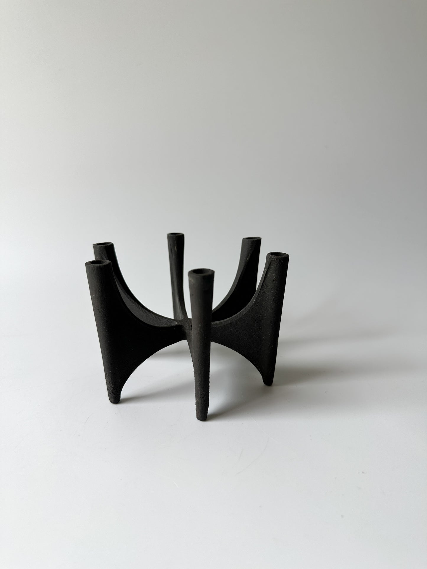 Vintage Cast Iron DANSK JENS QUISTGAARD Fiesta Six Taper Candle Holder + Candles