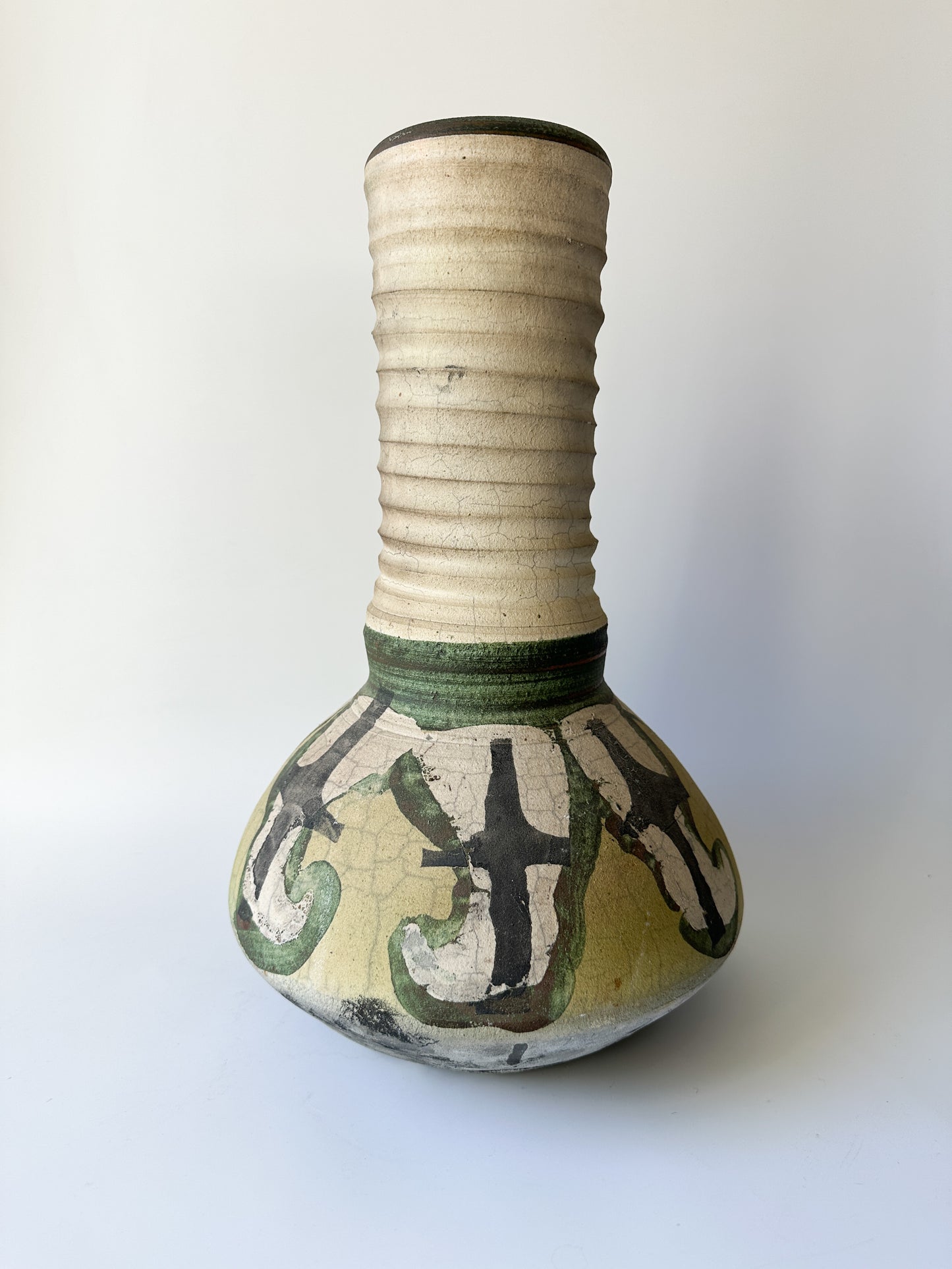 Large Raku Pottery Vase (16"H)