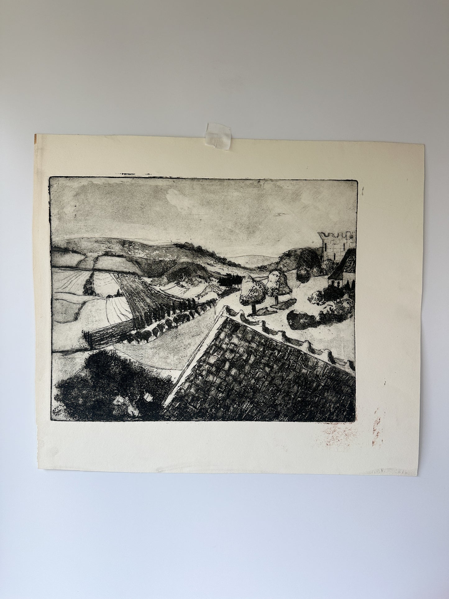 "BURGUNDY" France Aquatint Etching by Late Artist Jane Matteson