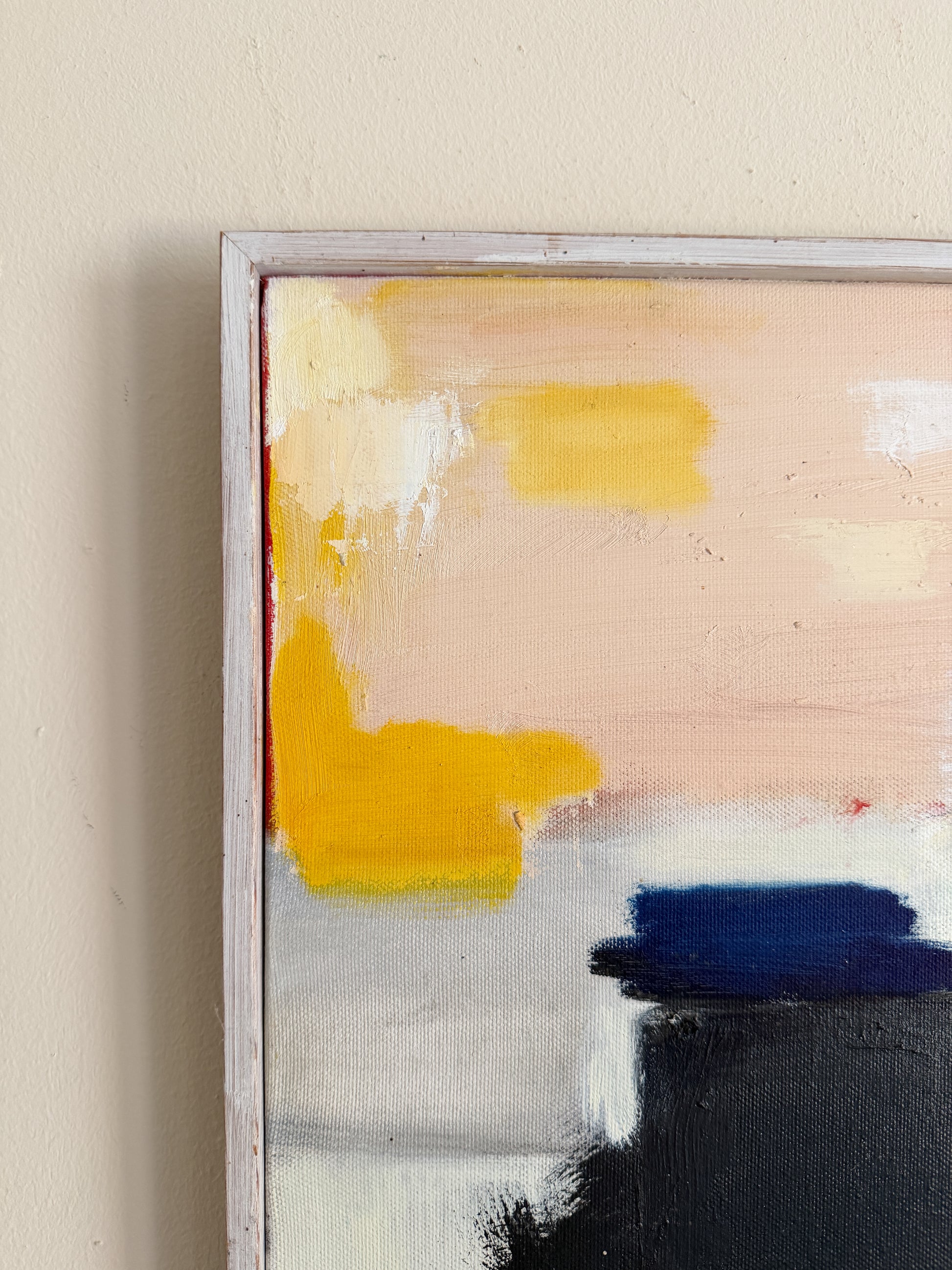 LARS HALVDANSON - Abstract Yellow and Black Oil Painting on Canvas