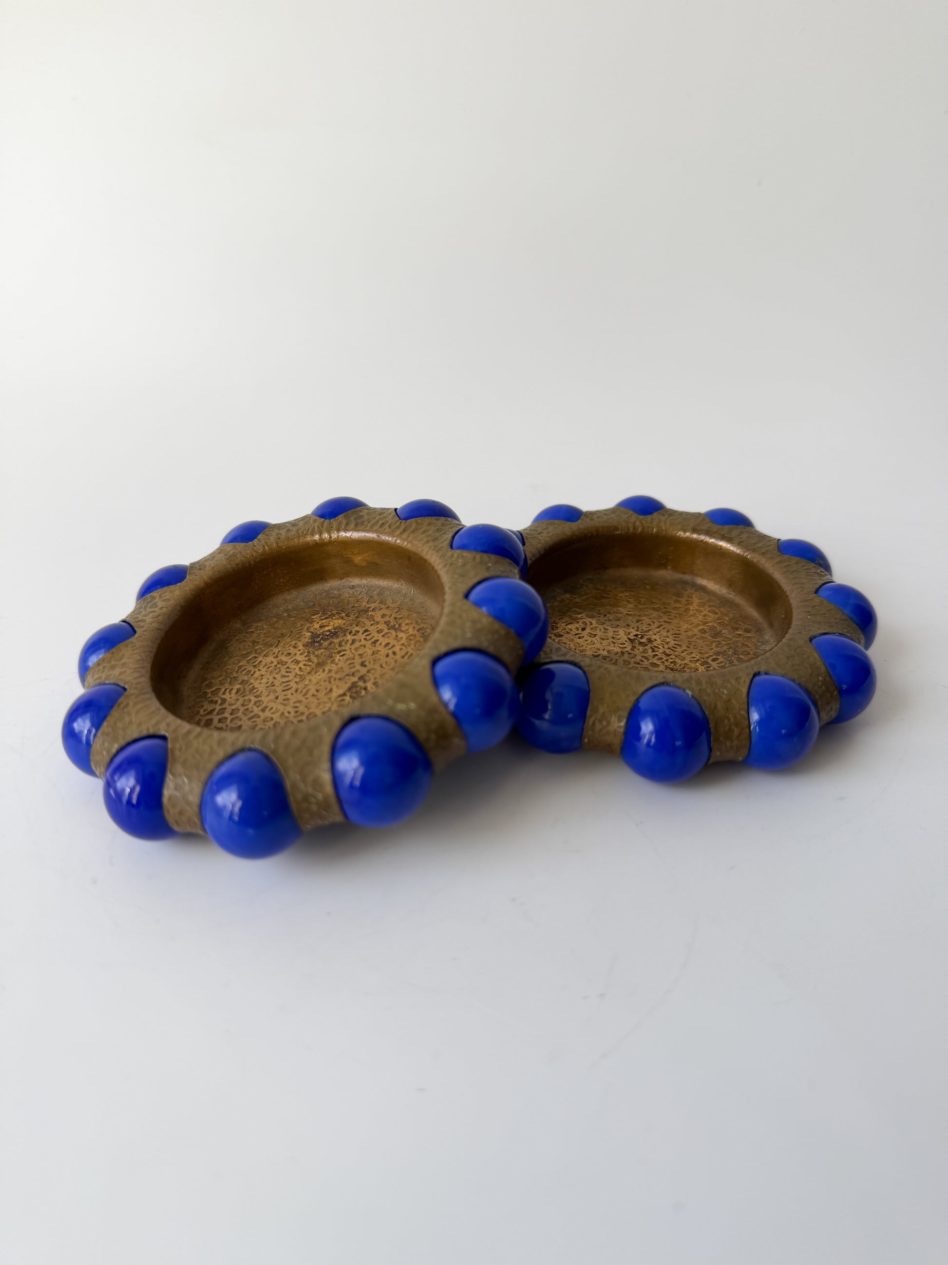 1930's World’s Fair Fisher Jewel Tray - Brass with Blue Marbles (2 available)