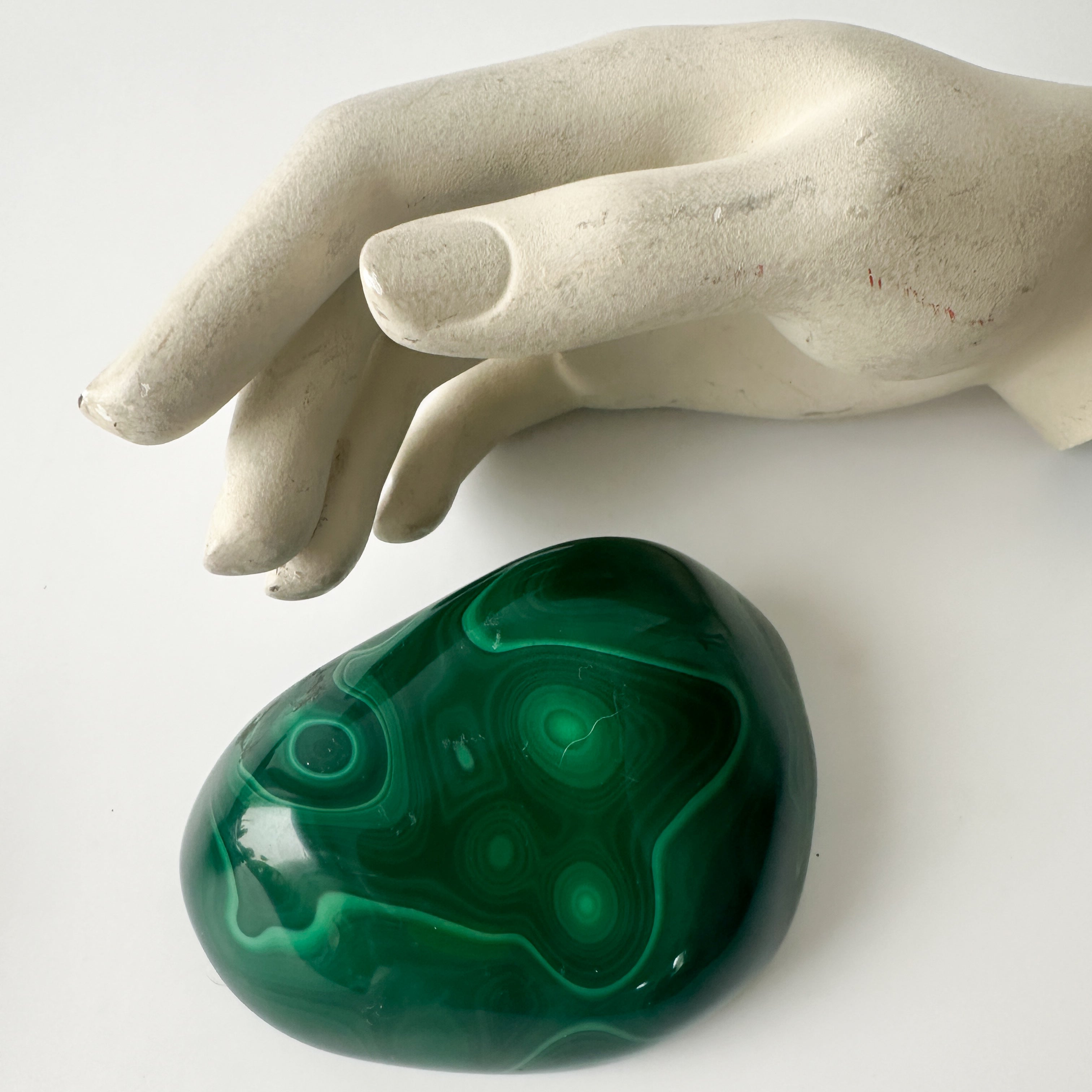 Polished Genuine Malachite Decorative Object (4.3"L x 3.875"W x 1.5"H)