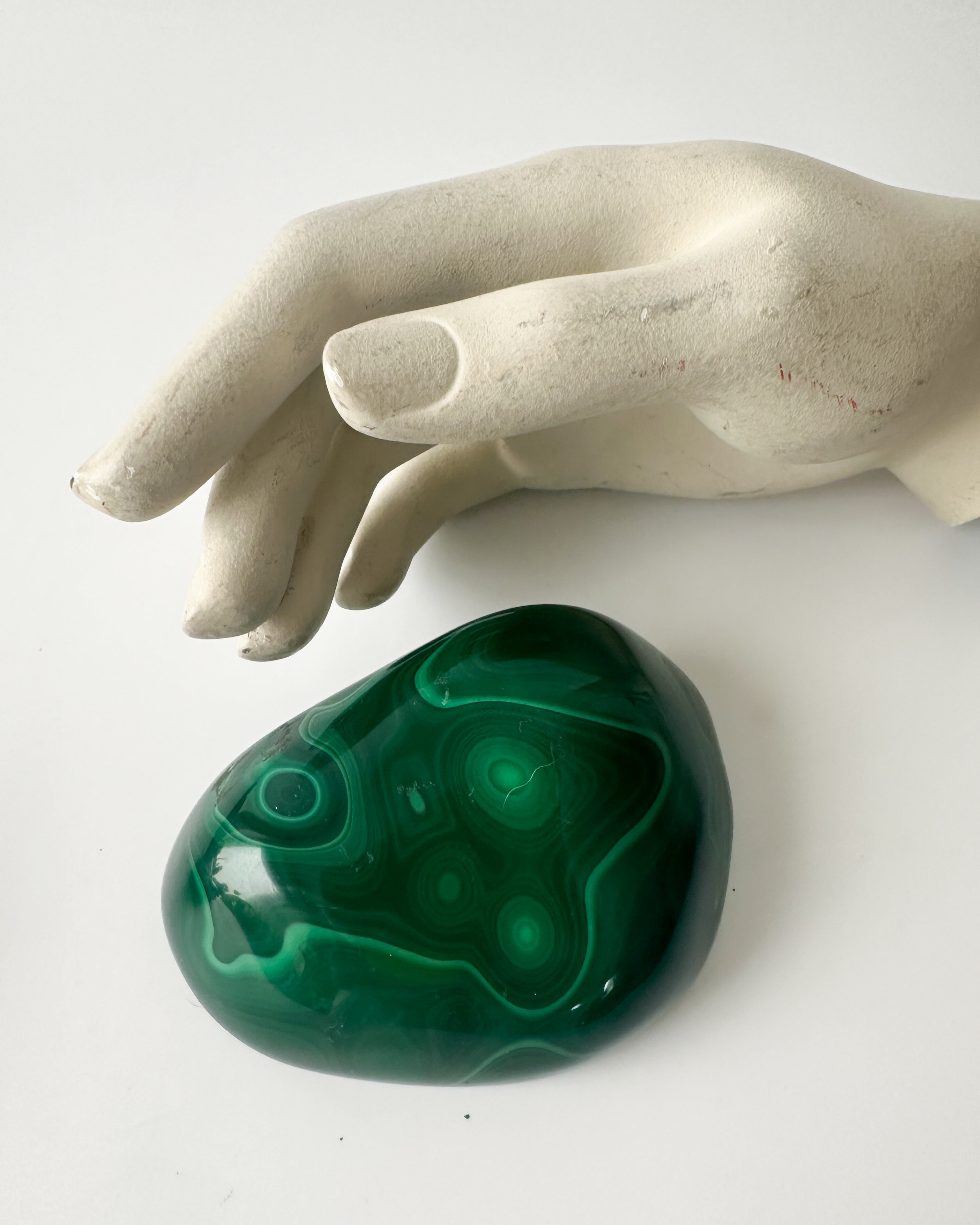 Polished Genuine Malachite Decorative Object (4.3"L x 3.875"W x 1.5"H)