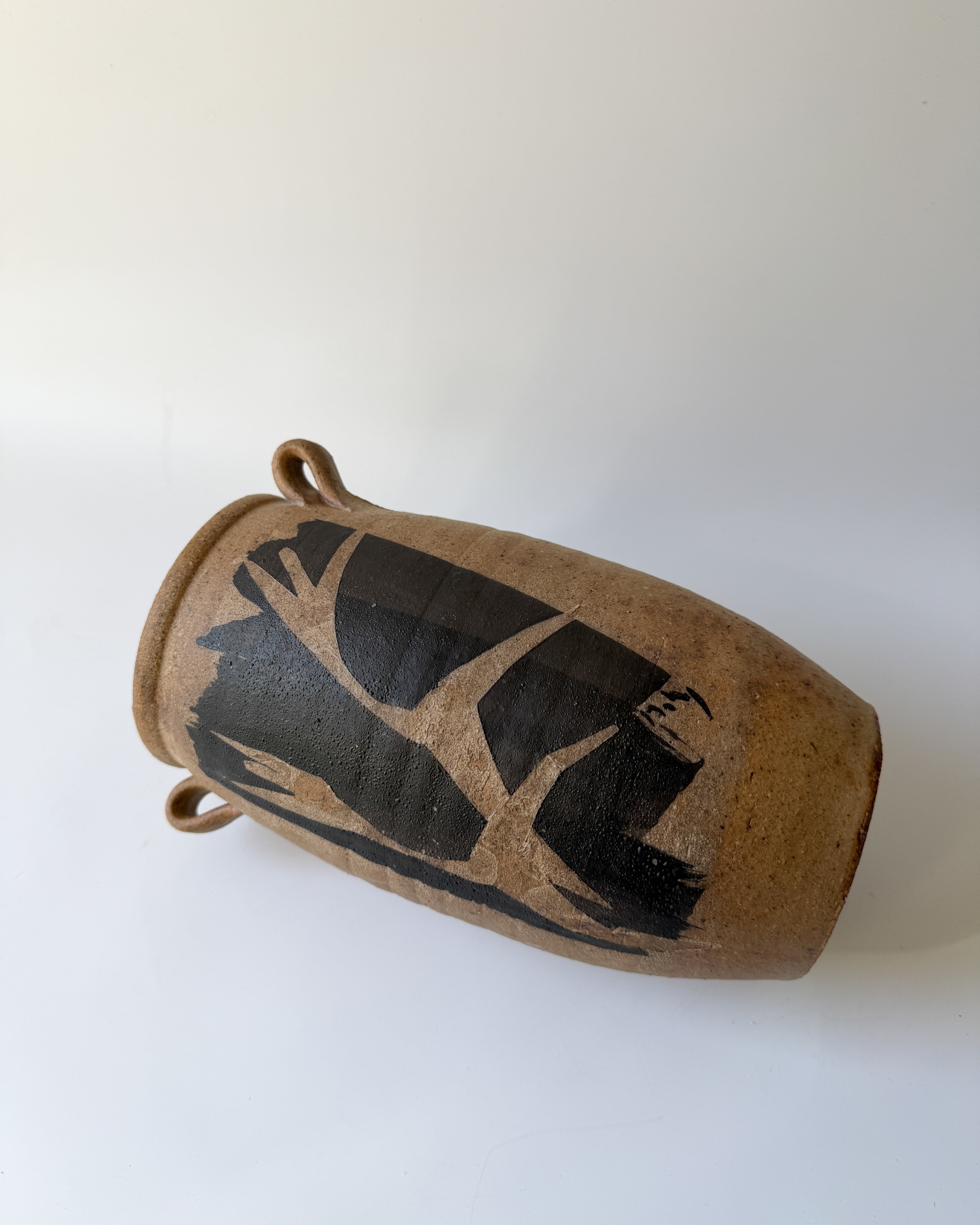 Pottery Vase with Hand-Painted Human Figures