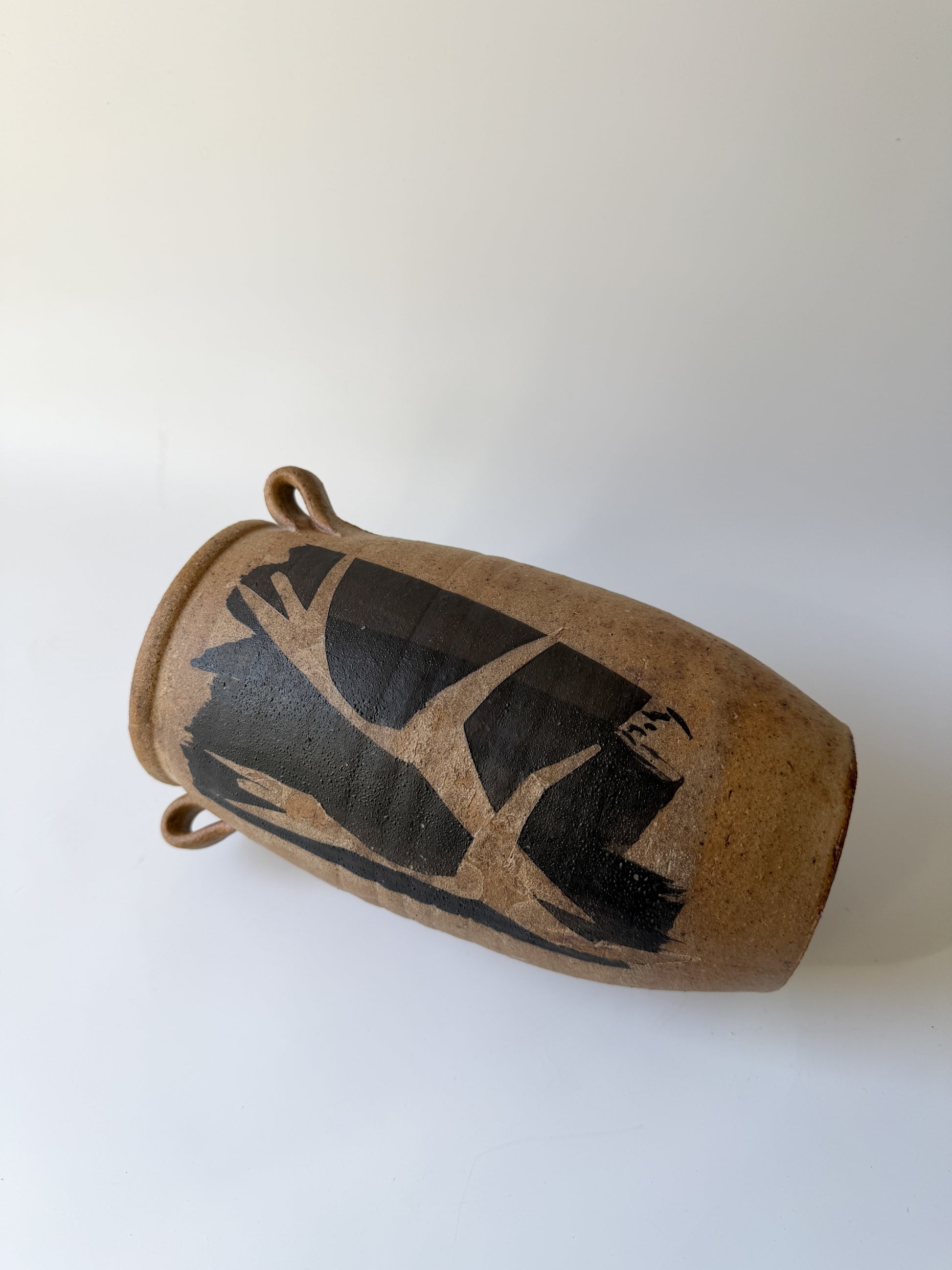 Pottery Vase with Hand-Painted Human Figures