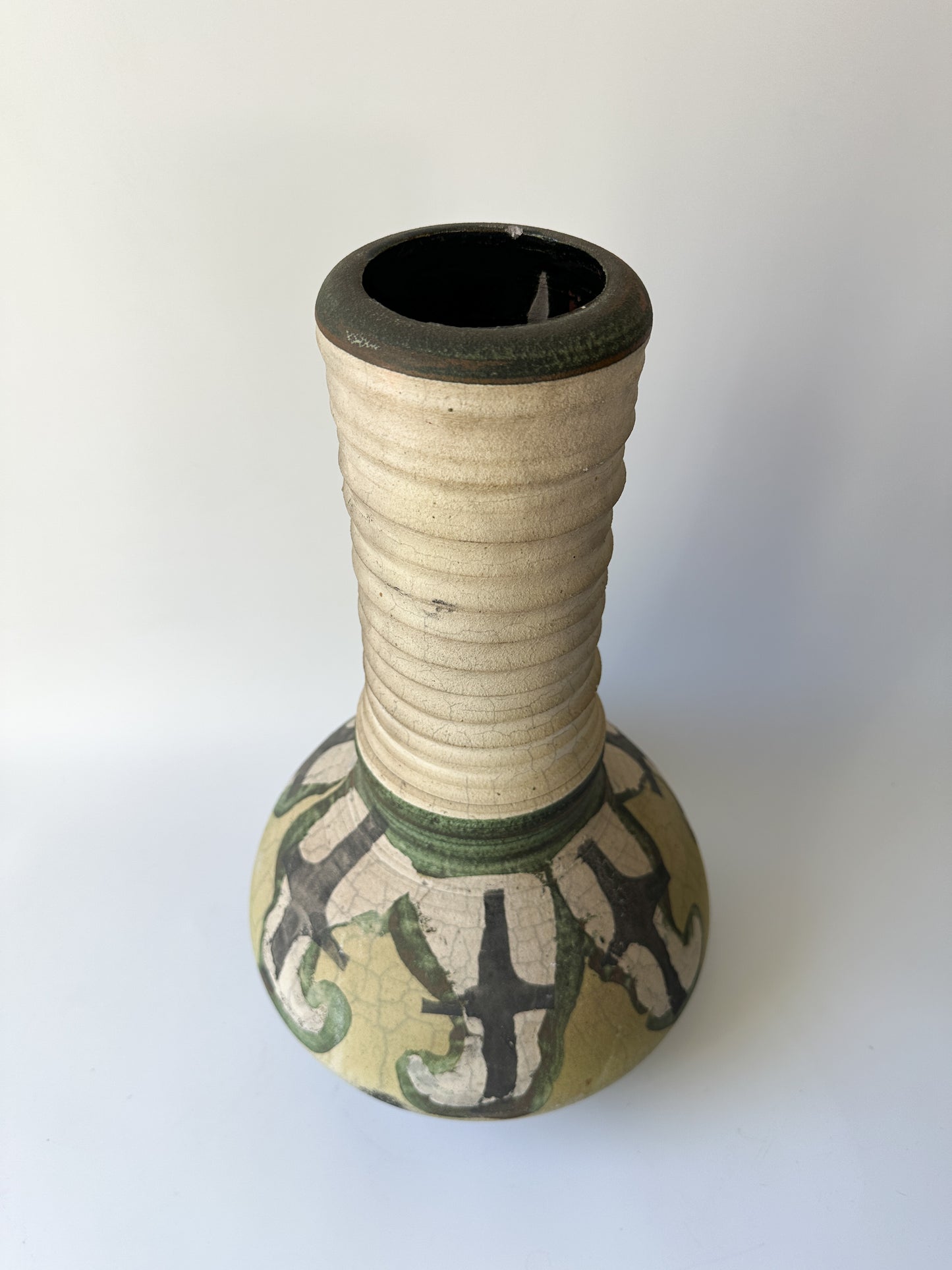 Large Raku Pottery Vase (16"H)