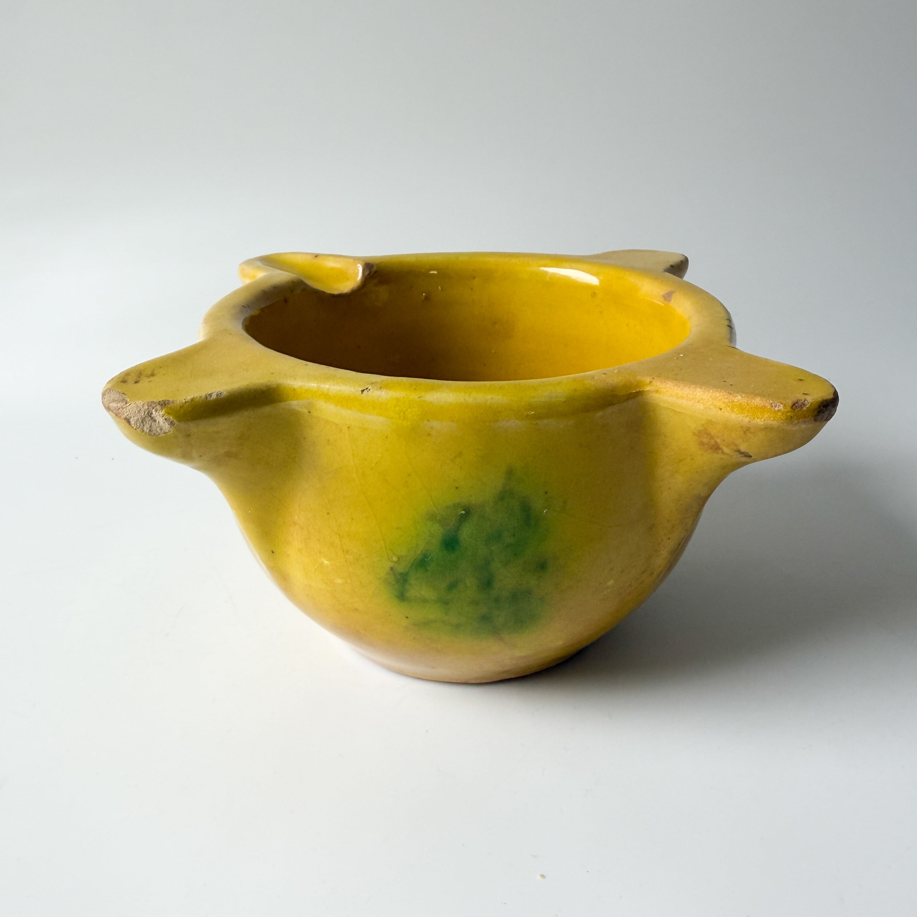 Vintage Yellow and Green Ceramic Ashtray