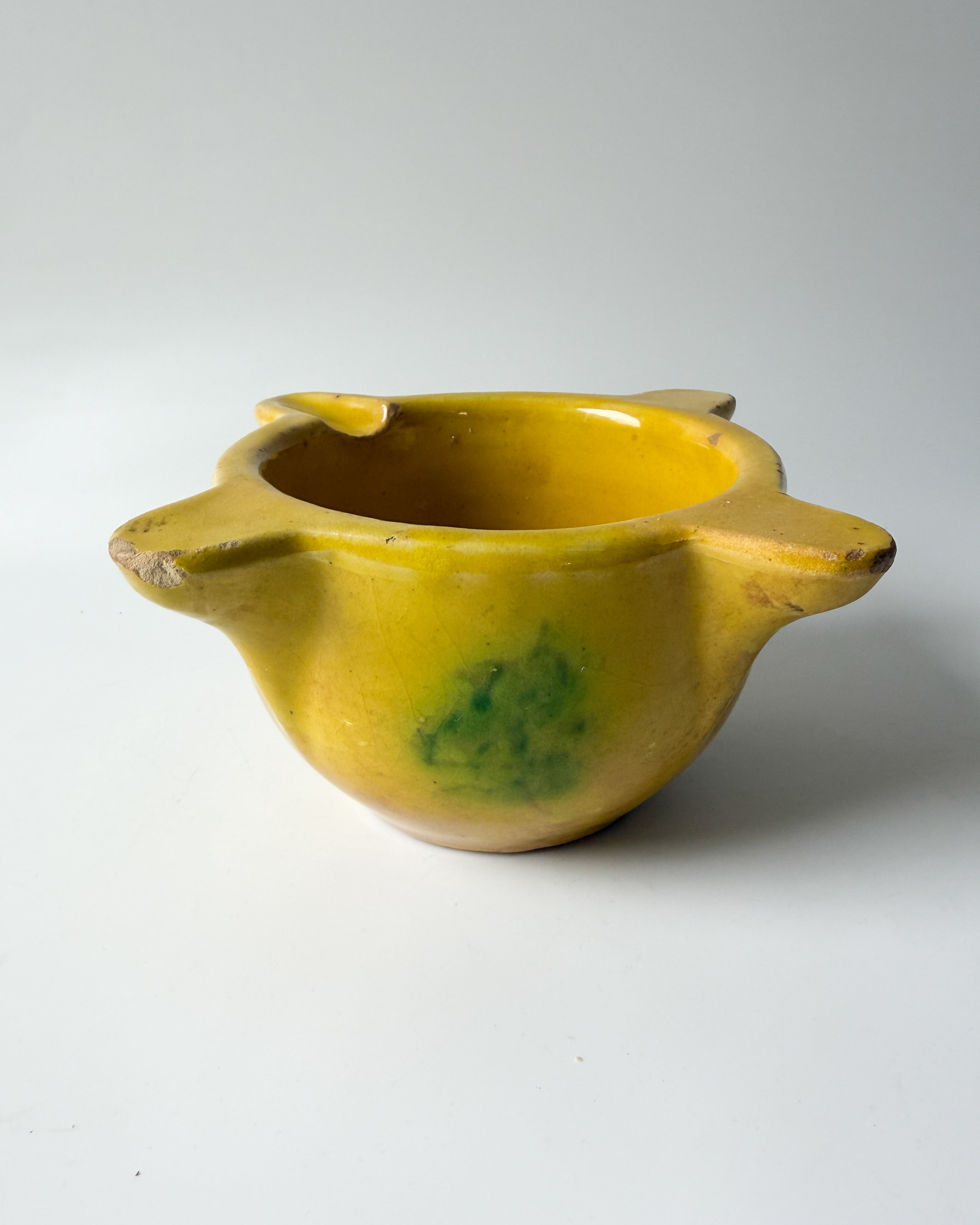 Vintage Yellow and Green Ceramic Ashtray