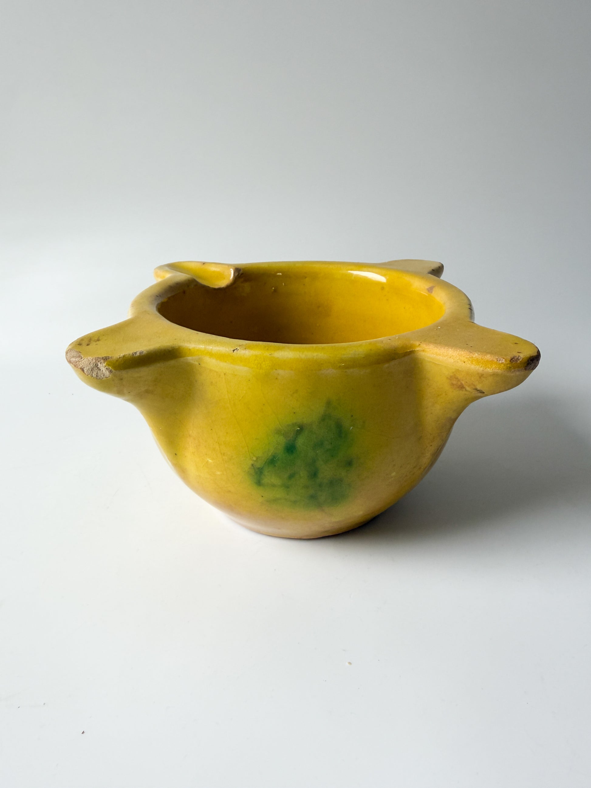 Vintage Yellow and Green Ceramic Ashtray