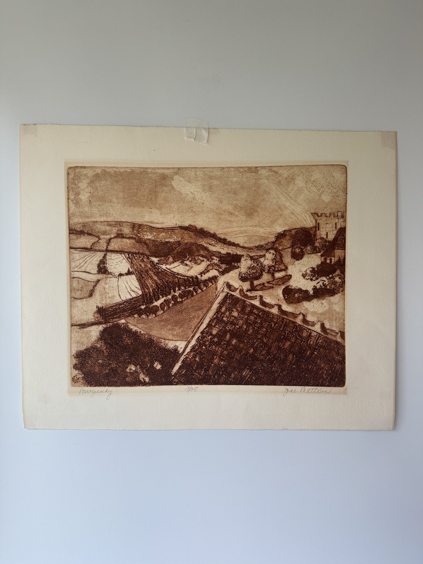 "BURGUNDY" France Aquatint Etching by Late Artist Jane Matteson